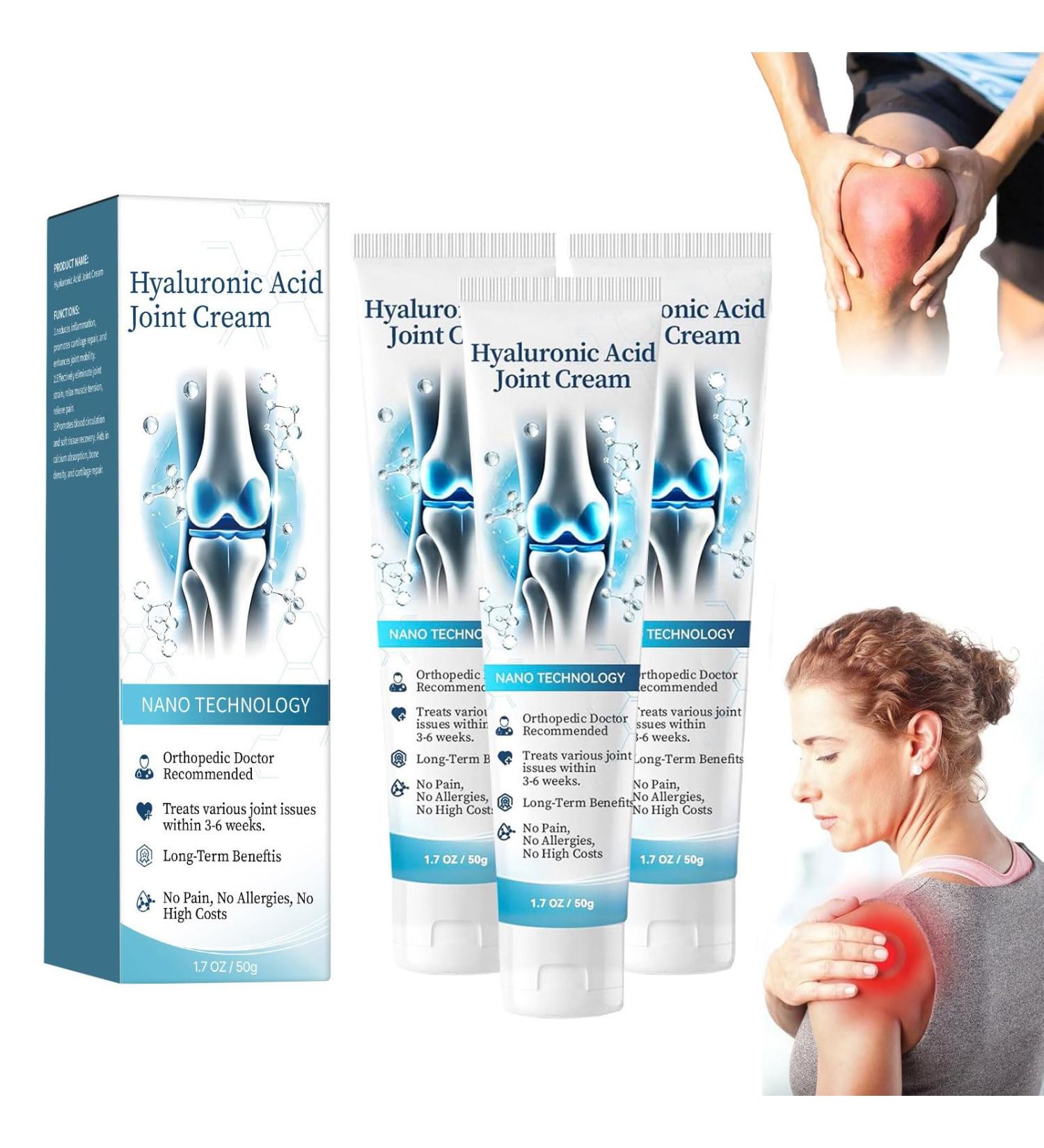 Hyaluronic Acid Joint Relief Cream hyaluronic acid against pain soothing back neck hands knees and joints 3 pieces - Buy Online on GoSupps.com