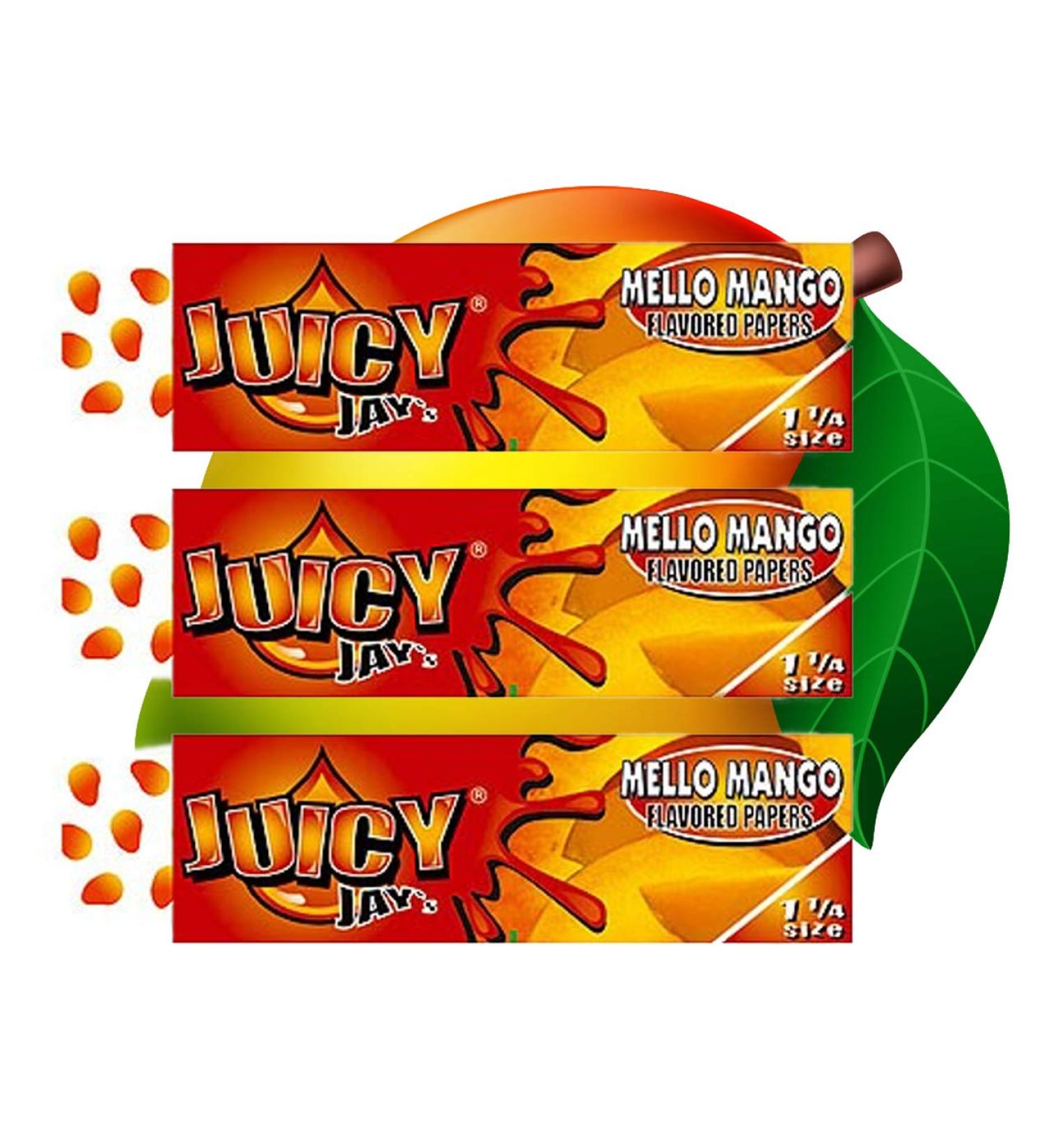 Juicy Jay's 1-1/4 Flavoured Rolling Papers - 3 Packs - Several Flavour Choices (Mello Mango)