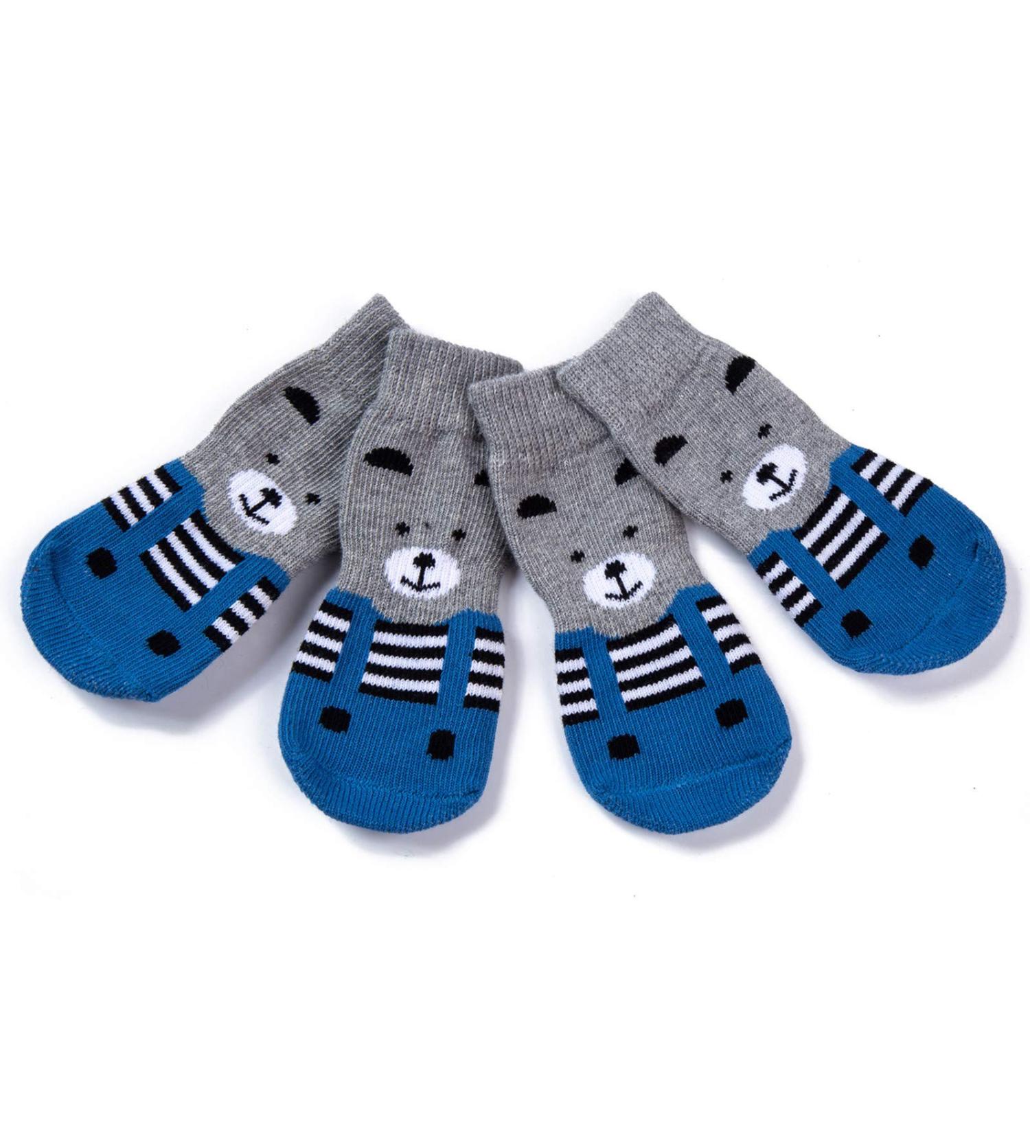 PET Heroic Indoor Anti-Slip Socks for Dogs & Cats - 6 Sizes S to 3XL - Paw Protection & Traction with Silicone Gel - Blue Bear M - Buy Online on GoSupps.com