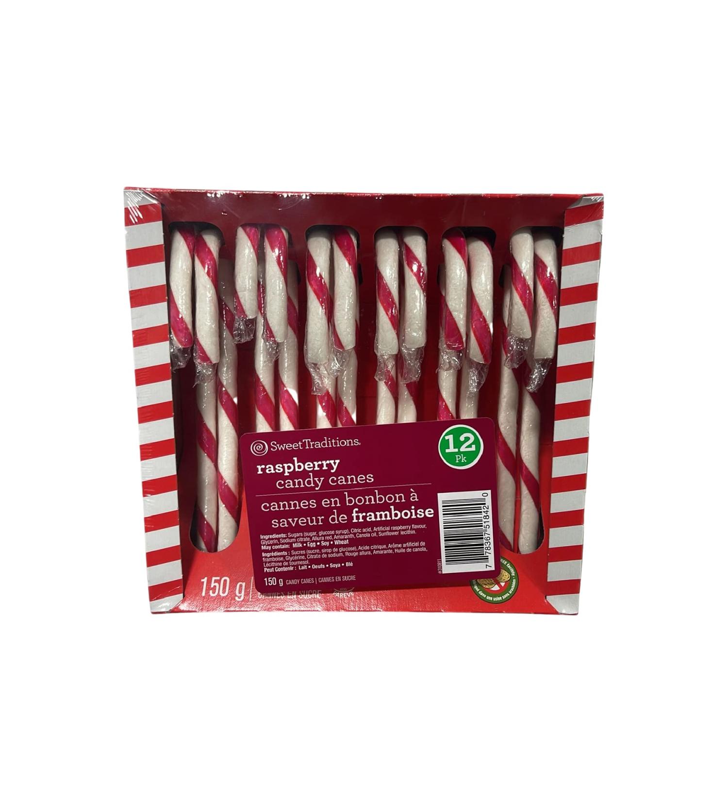 raspberry candy canes 12 canes 150g premium quality