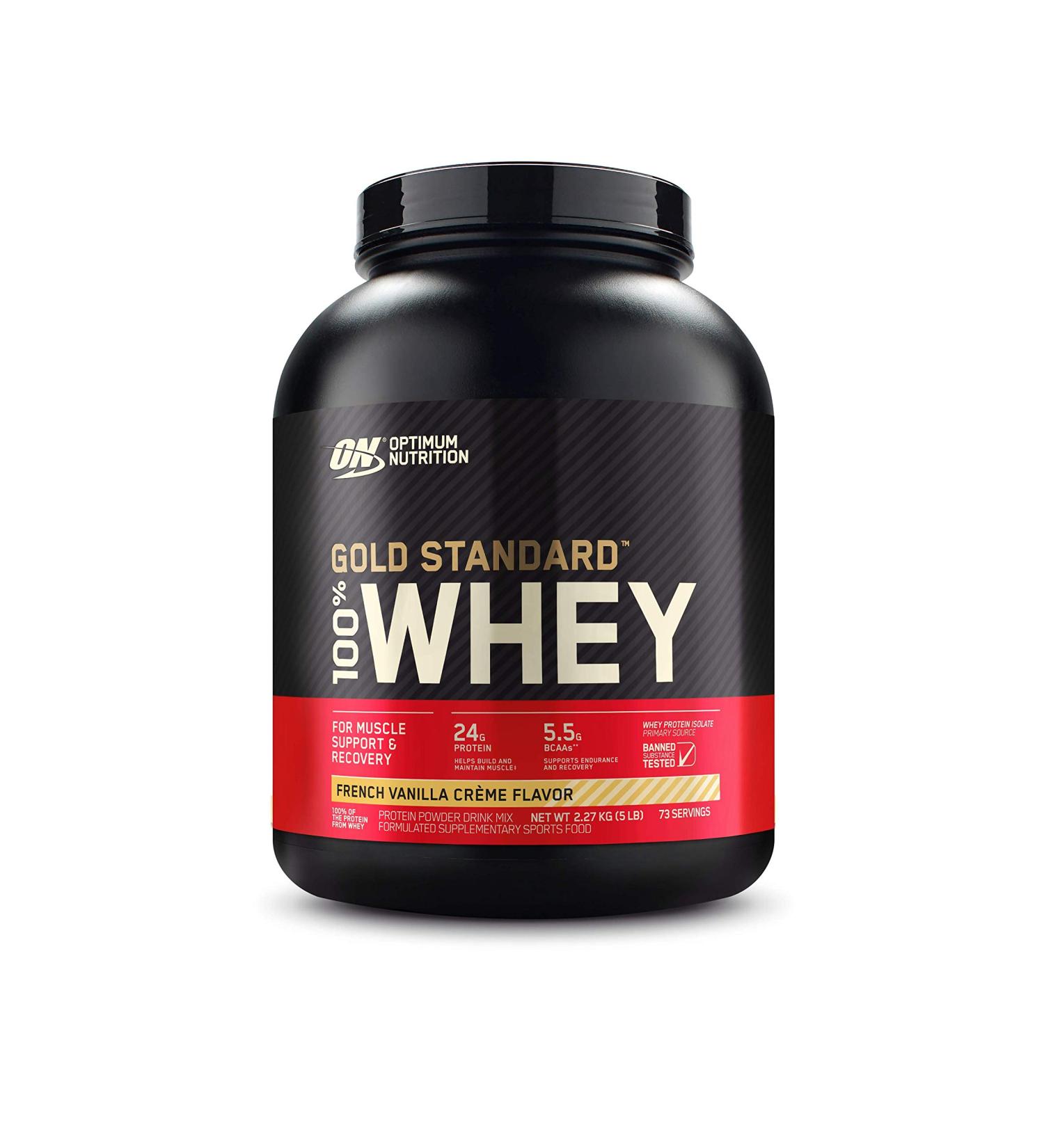Optimum Nutrition Gold Standard 100% Whey Protein Powder French Vanilla Creme 2.27 Kg Medium - Buy Online on GoSupps.com