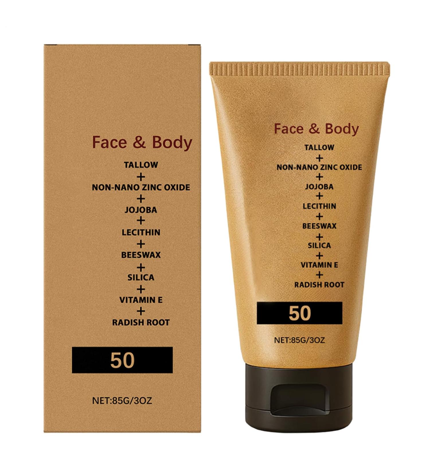 Tallow Sunscreen SPF 50 Organic Sun Lotion SPF 50 Intensive Protection - Non-Greasy Broad Spectrum Cream Face & Body Protection and Moisturizing - Buy Online on GoSupps.com
