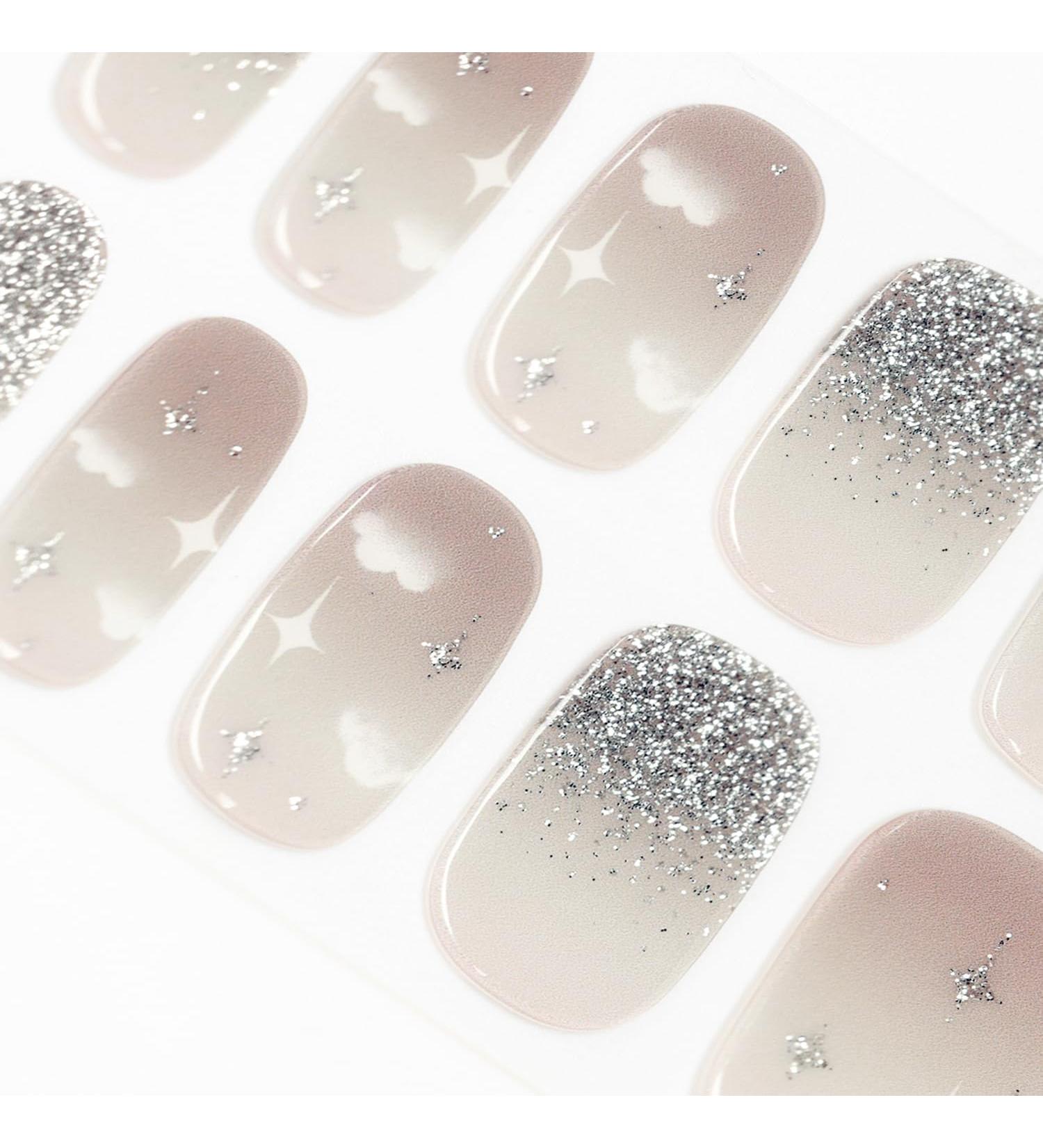 DANNI & TONI 28 Stickers Semi Cured Nail Wraps Soft Self-Adhesive Gel Nail Stickers(Starlight) Salon-Quality Manicure Stickers Set Star Nail Stickers-Shimmer Powder Print Gradient - Buy Online on GoSupps.com