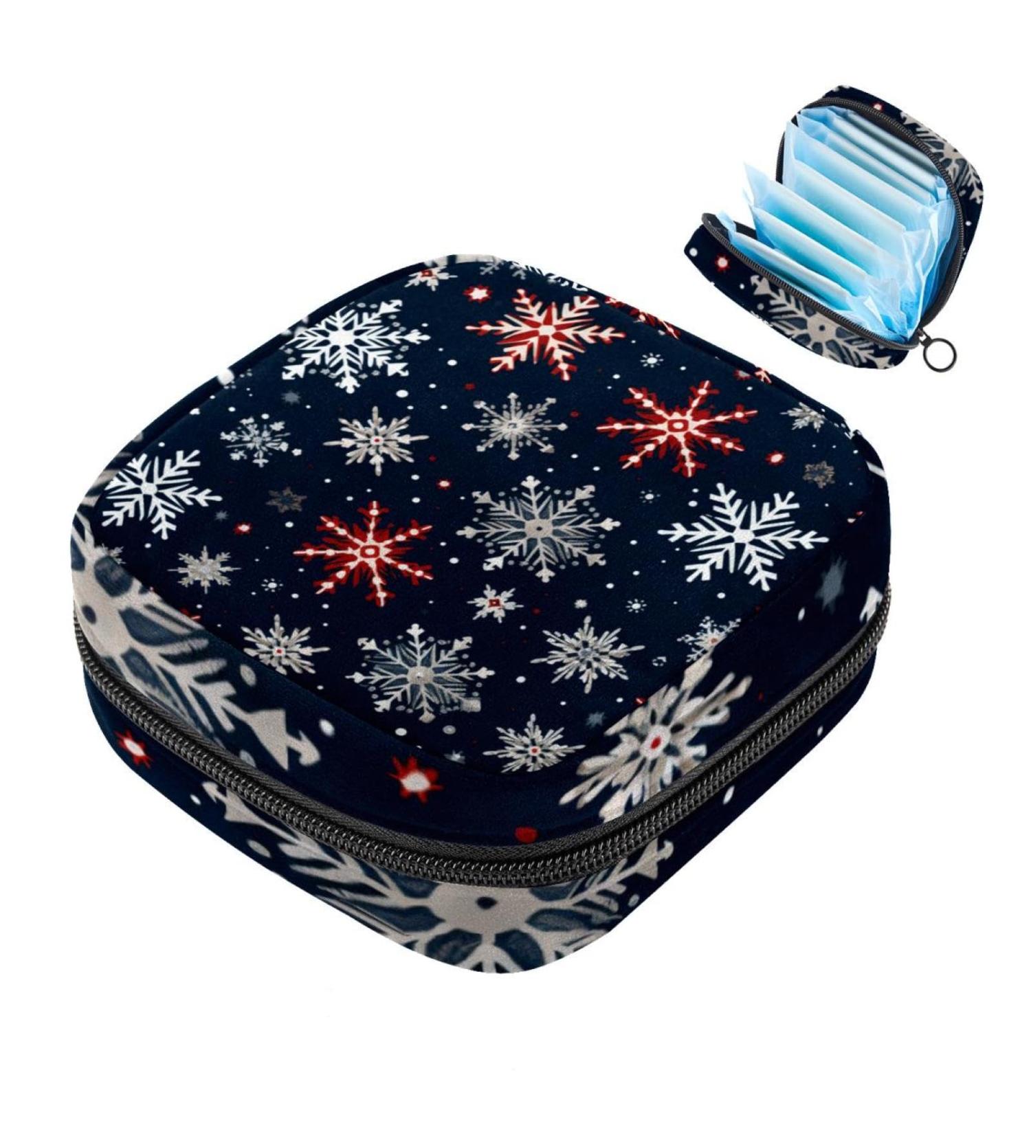 Women's Bandage Organizer for Menstrual Cup & Makeup - Travel with Big Capacity Christmas Snowflake Pattern (4.7x6.6x6.6 in) - Buy Online on GoSupps.com