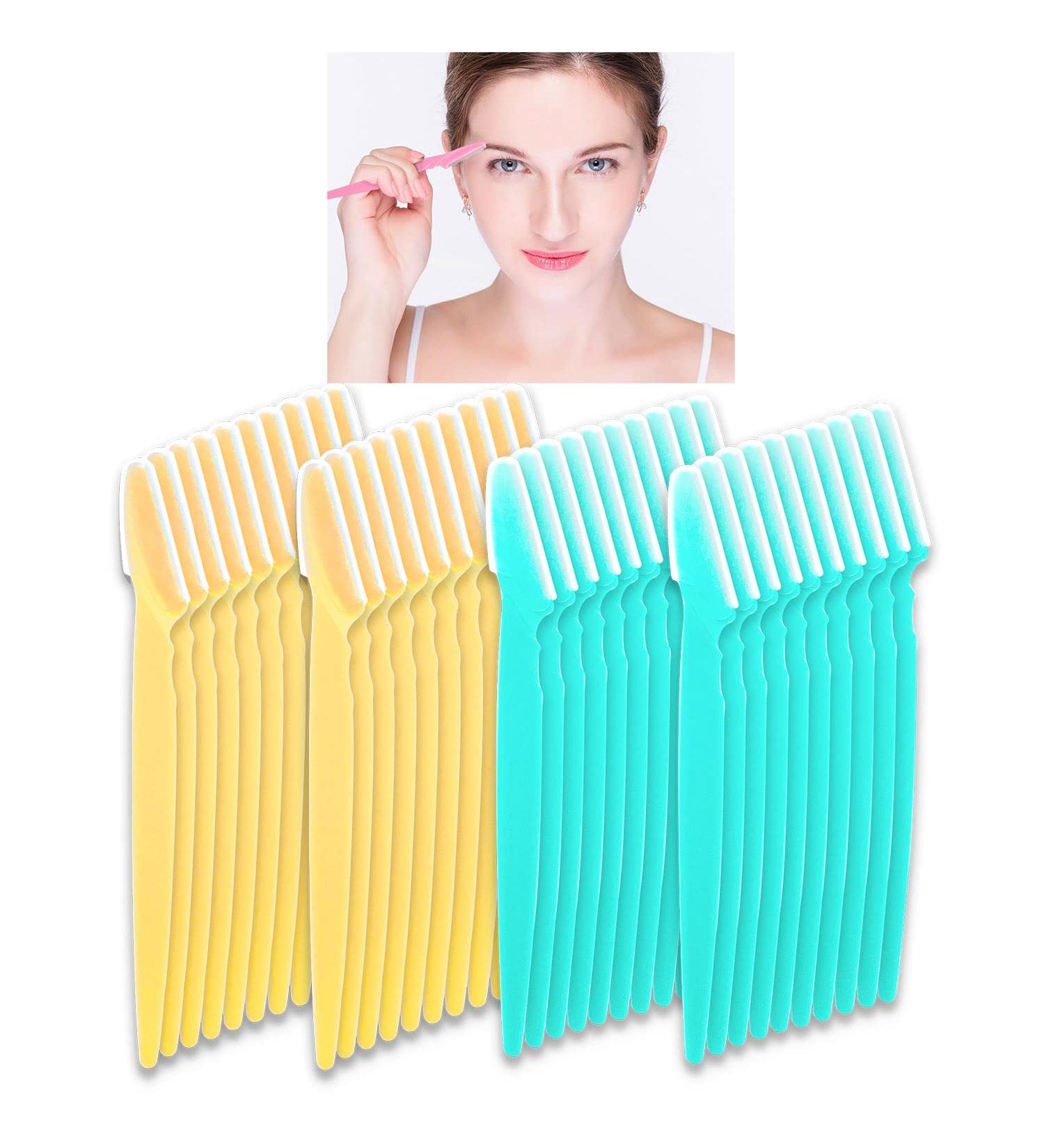 40 Pcs Eyebrow Razor Laicky Eye Brow Trimmer Shaver Facial Face Hair Remover Exfoliating Dermaplaning Tool Kit Stainless Steel Blades with Cap Eyebrow Shaper for Women Men Makeup (Blue Yellow) - Buy Online on GoSupps.com