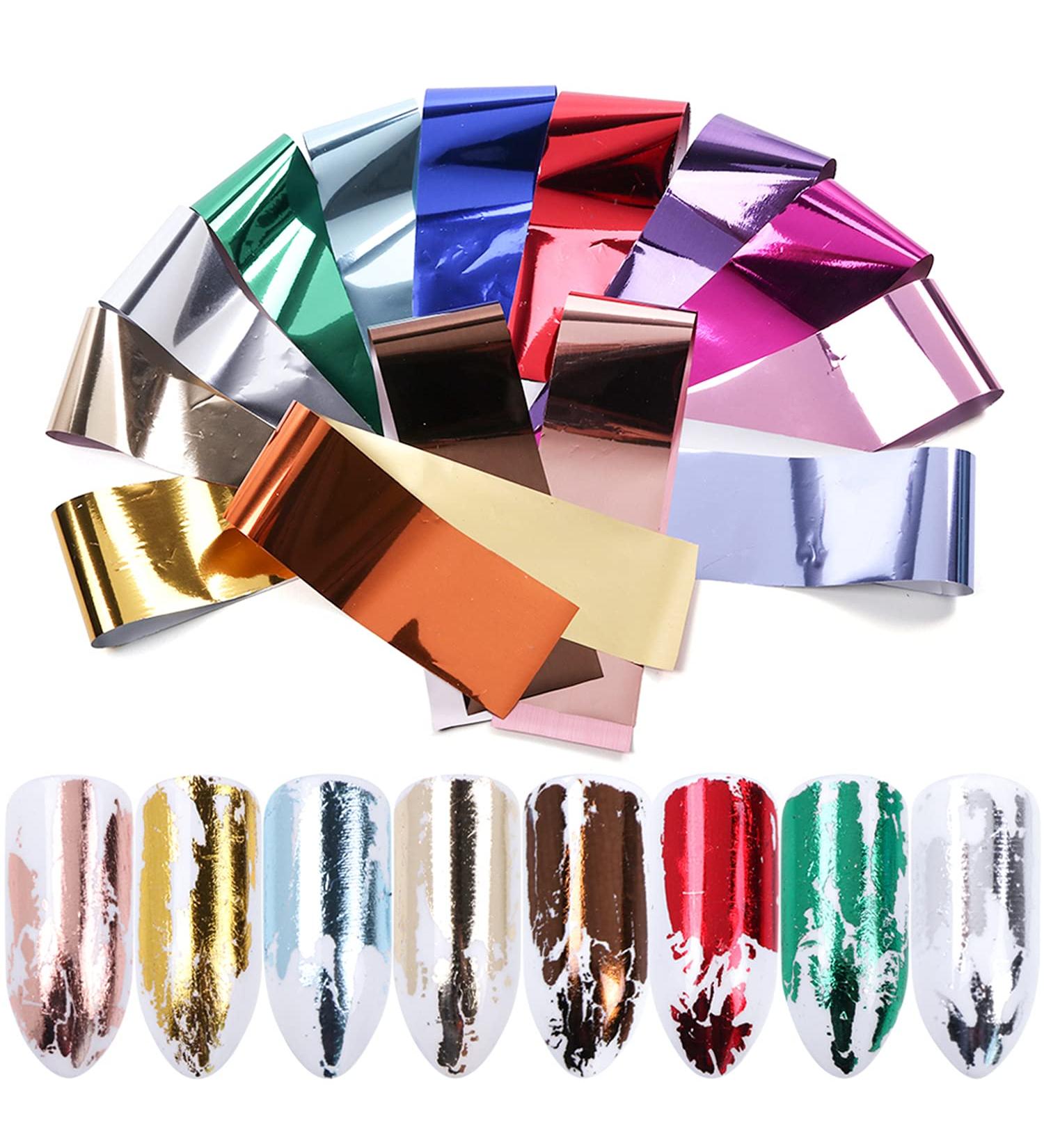 14 Sheets Gold Nail Foil Transfer Stickers - Holographic Metallic Effect for Women & Girls Nail Art Decoration - Buy Online on GoSupps.com