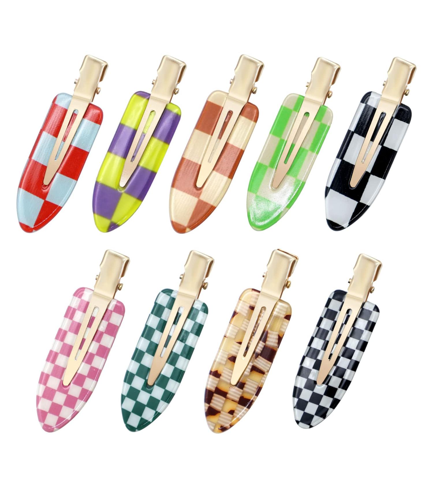 PAPARELA 9PCS No Bend Checkerboard Hair Clips - Resin Flat Styling Barrettes for Women and Girls - Buy Online on GoSupps.com