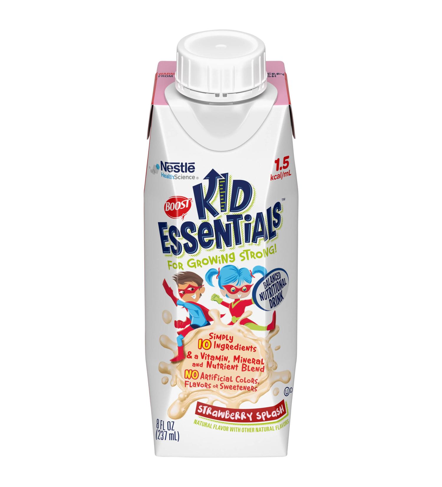 Boost Kid Essentials 1.5 Strawberry Splash 8 Fl oz - Pack of 24 | Nutrient-Rich Drink for Kids - Buy Online on GoSupps.com