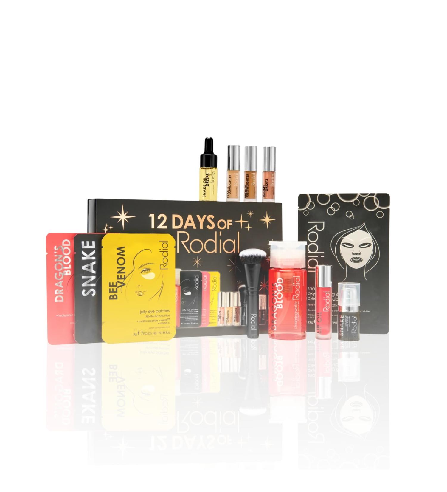 12 Days of Rodial Advent Calendar 2025 - Luxury Skincare & Makeup Gift Set with Masks Eye Patches Glow Drops Cleansers Lip Oil & More - Limited Edition Holiday Beauty Collection - Buy Online on GoSupps.com