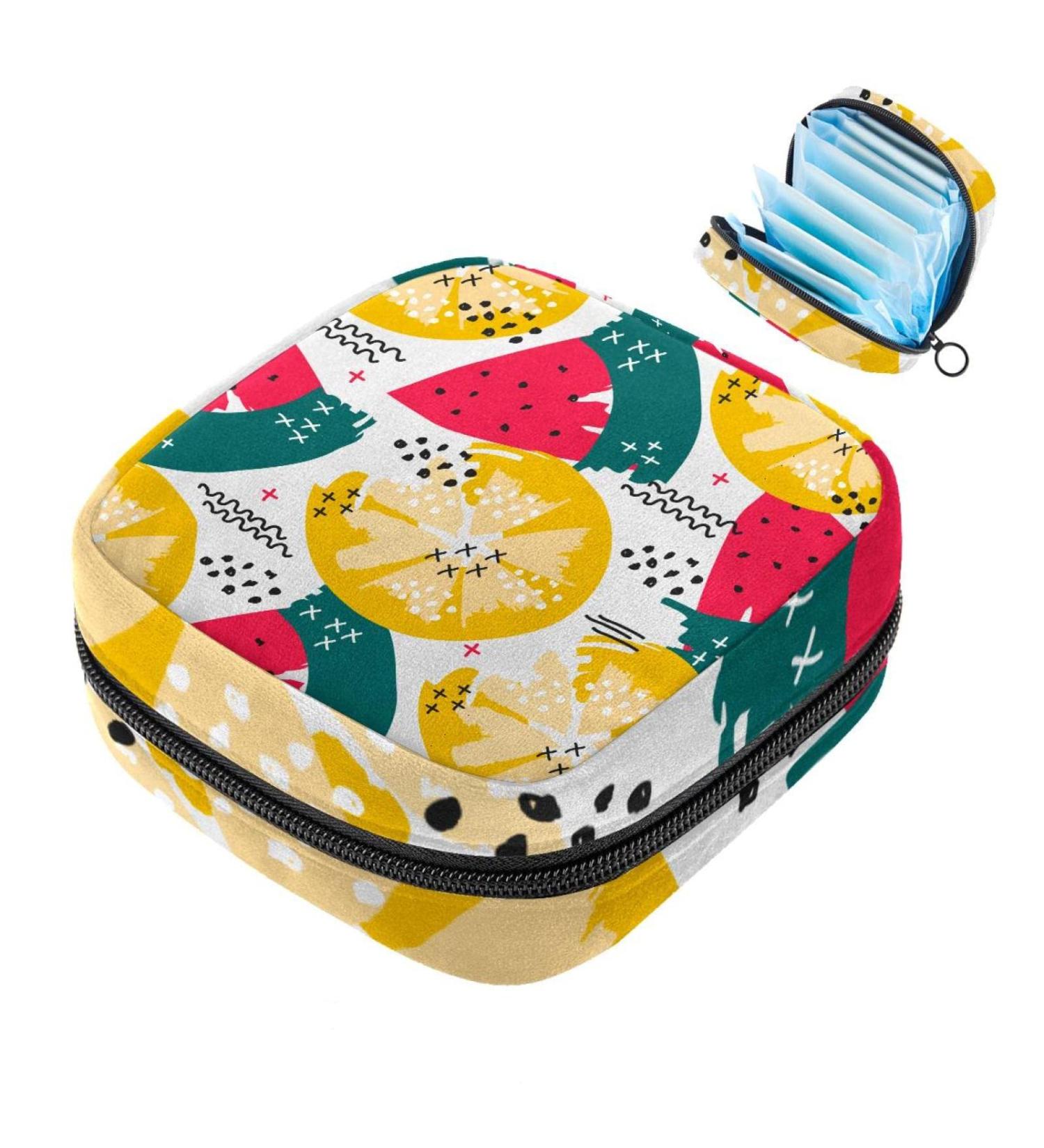 Women's Napkin Storage Bag - Portable Menstrual Cup & Bandages - Stylish Fruit Summer Pattern - Buy Online on GoSupps.com