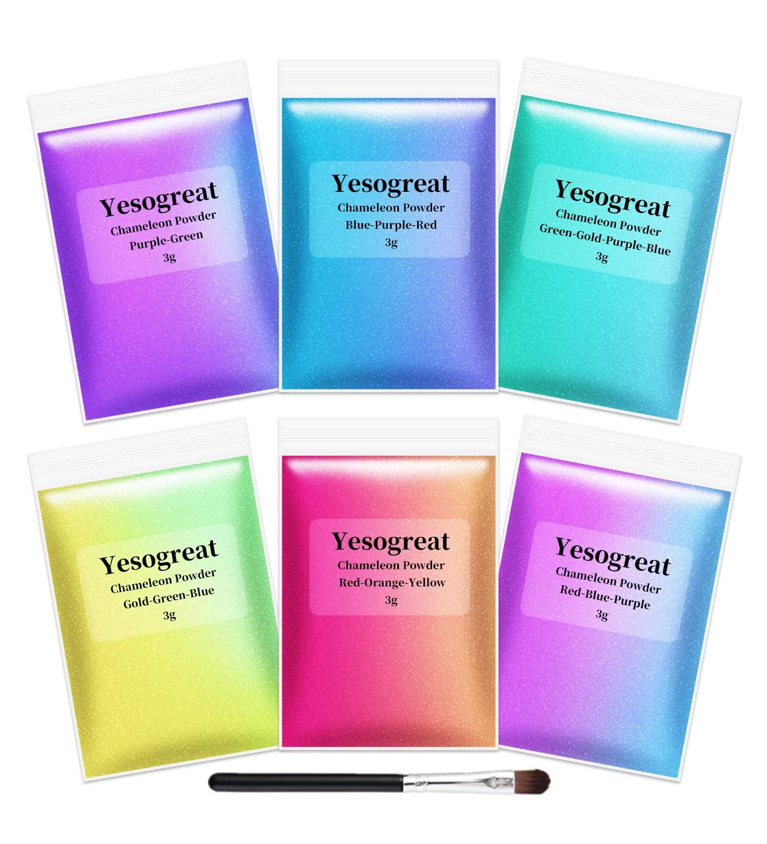 Chameleon Mica Powder - Color Changing Pigment for Epoxy, Tumblers, Nail Art, Soap Making - 6 Colors - Buy Online on GoSupps.com