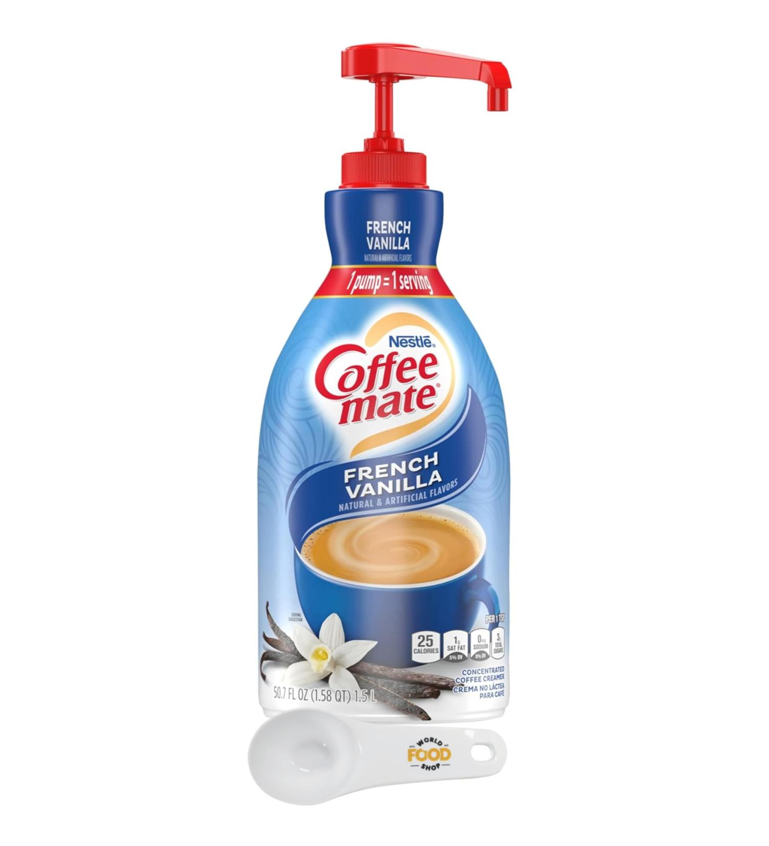 Coffee mate French Vanilla Liquid Concentrate 1.5 Liter Pump Bottle with World Food Shop Scoop - Buy Online on GoSupps.com