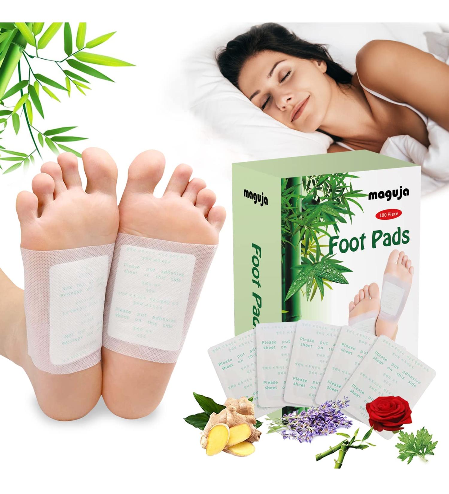 100PCS Natural Bamboo Vinegar Foot Pads for Foot and Body Care | Sleep Better | Premium Organic Ingredients | Travel & Home Use - Buy Online on GoSupps.com