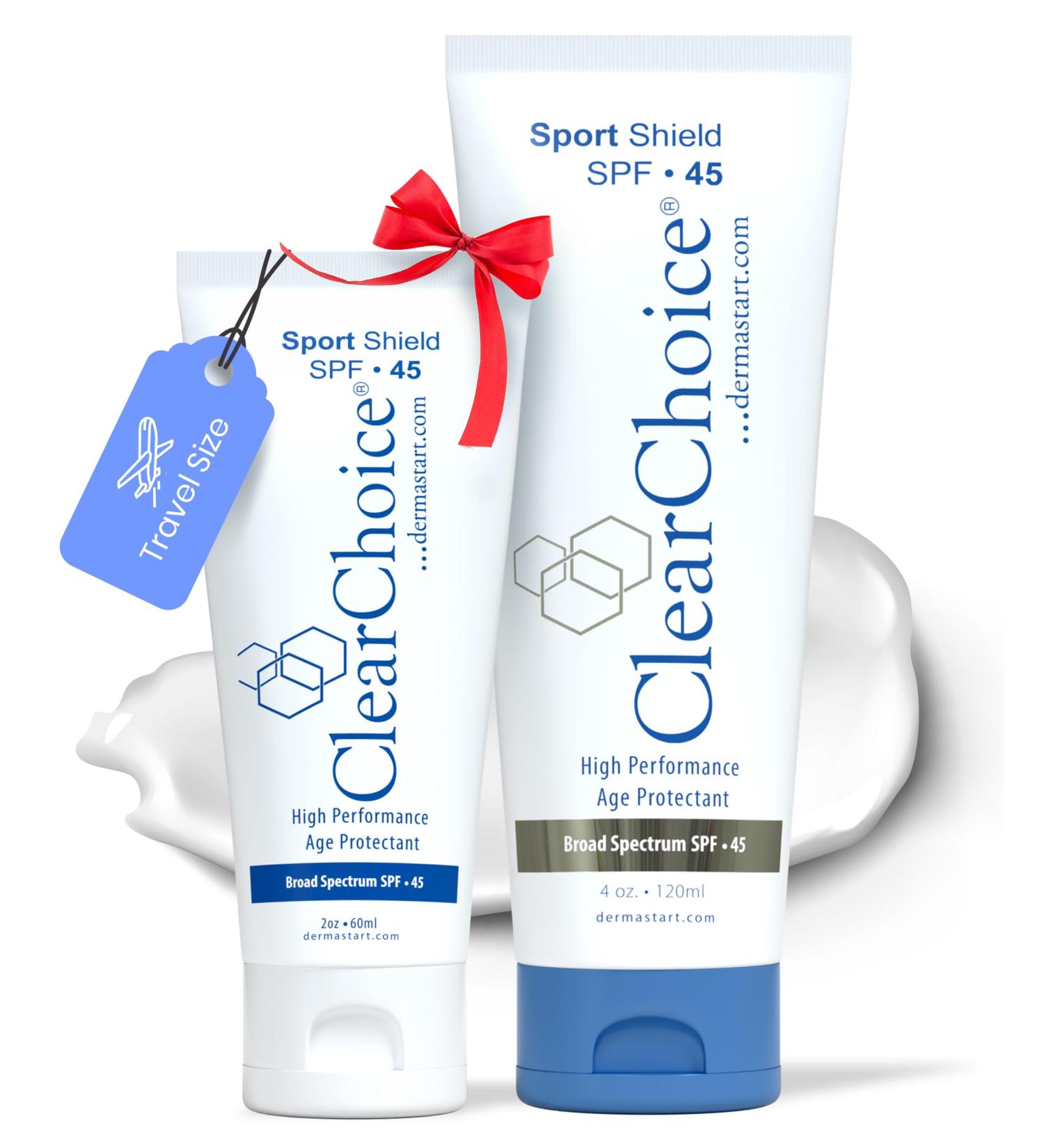 ClearChoice Sunscreen Bundle SPF 45, Oil-Free Sunblock & Moisturizer with Zinc Oxide, Reef-Safe, Broad Spectrum, No White Cast, Includes Full-Size 4oz & Travel-Size 2oz
