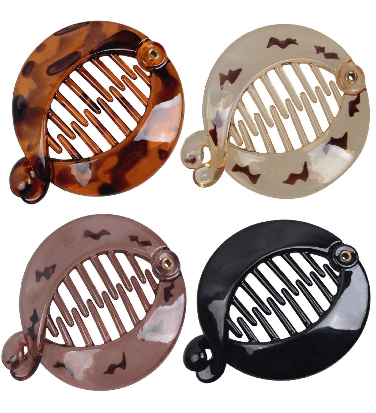 Fodattm Hair Comb Set - French Banana Clips & Ponytail Holders - 4 Stylish Interlocking Combs for Trendy Hairstyles - Buy Online on GoSupps.com