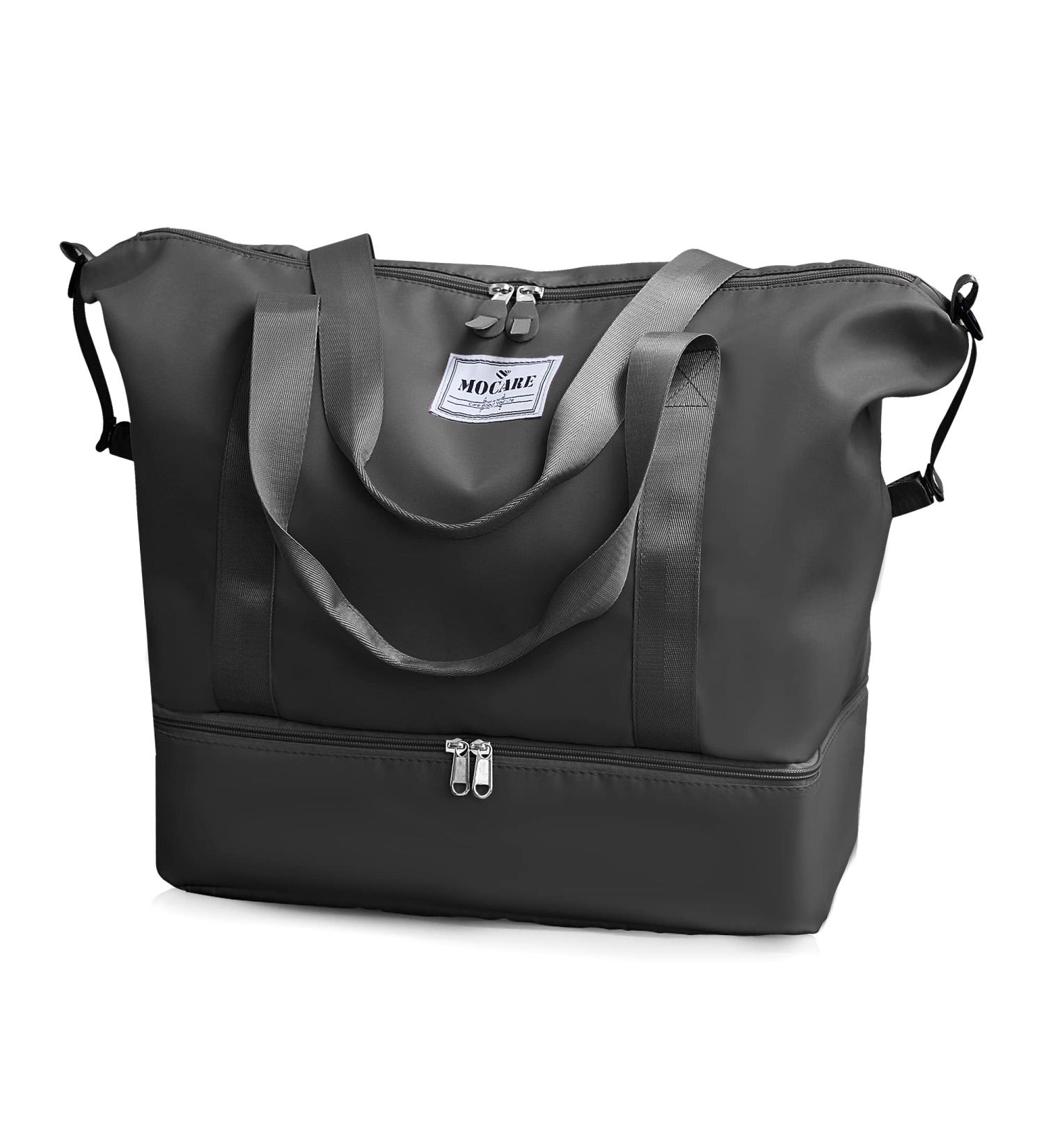 MOCARE Travel Duffel Bag for Women - Foldable Lightweight Gym Tote with Shoe Compartment (Black) - Buy Online on GoSupps.com