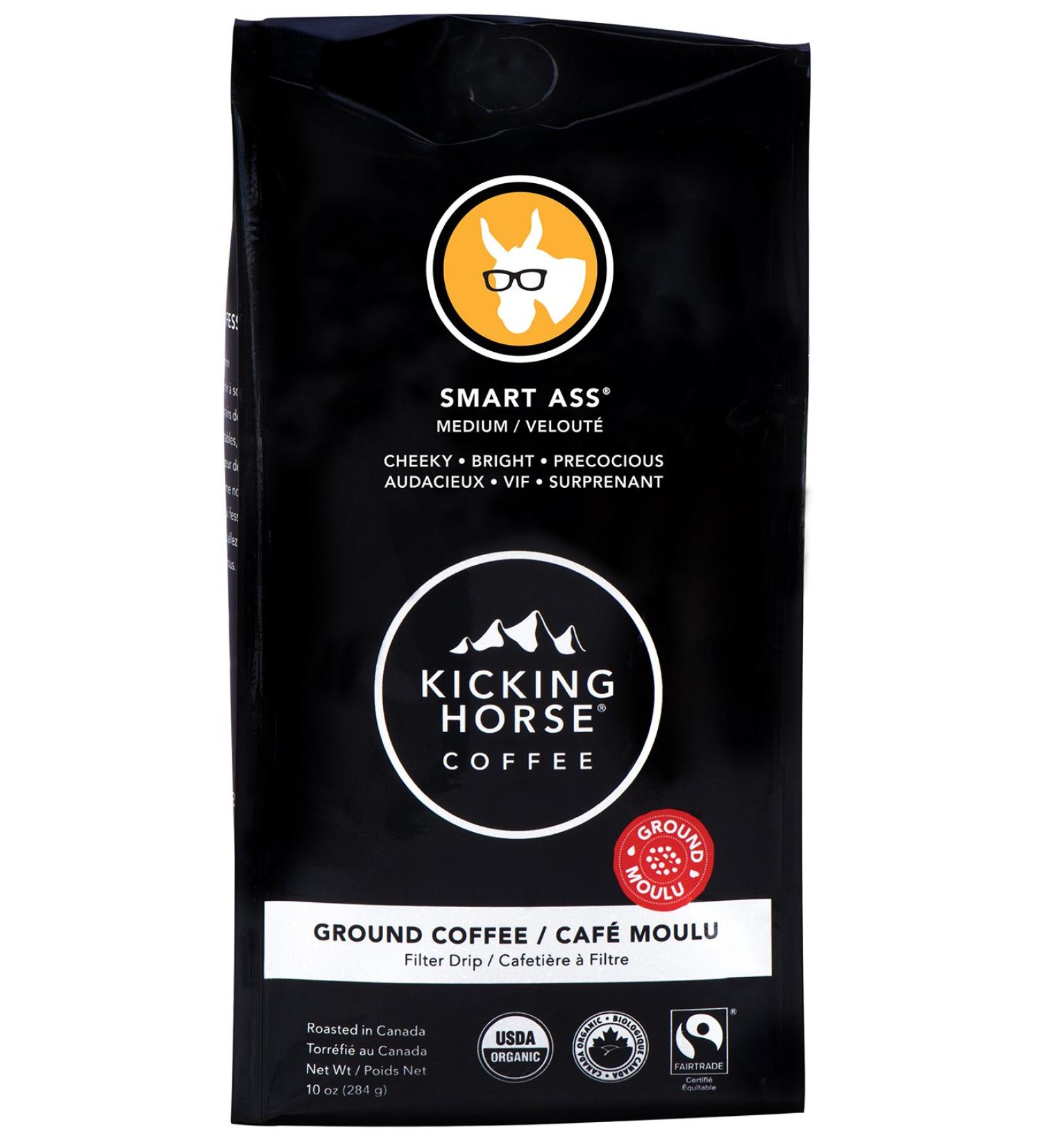 Kicking Horse Coffee Smart Ass - Medium Roast, Organic & Fairtrade, 10 oz Ground - Buy Online on GoSupps.com