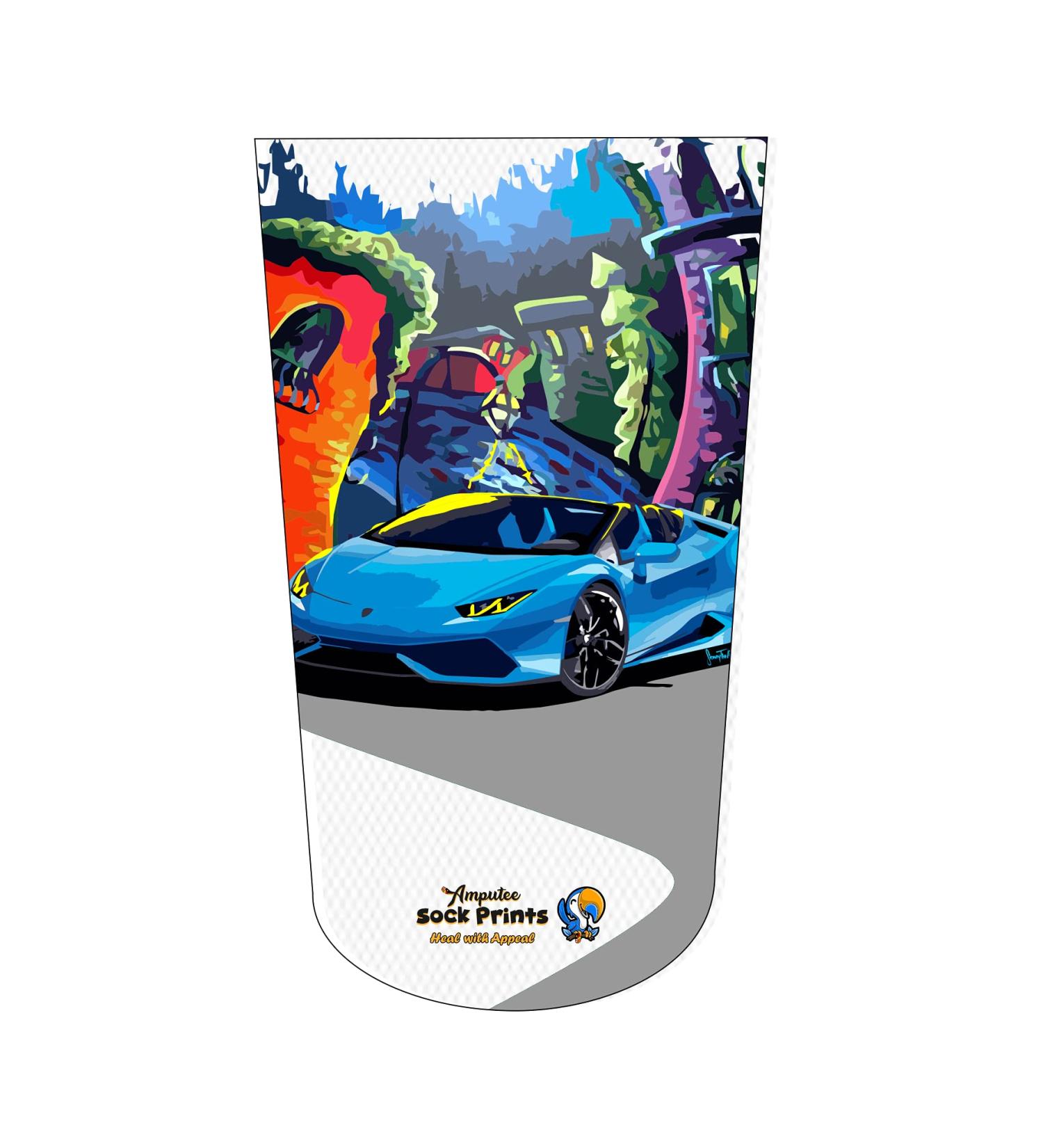 Abstract Cityscape Sports Car Stump Sock - 3Ply Amputee Stump Sock - Buy Online on GoSupps.com