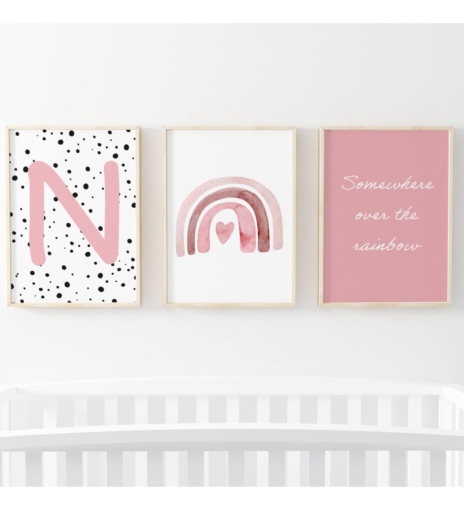 Pompom Prints Set - Rainbow Nursery Decor for Girls Bedroom - Scandi Boho Style - Playroom Wall Art (5x7 Inch, Set of 3) - Buy Online on GoSupps.com