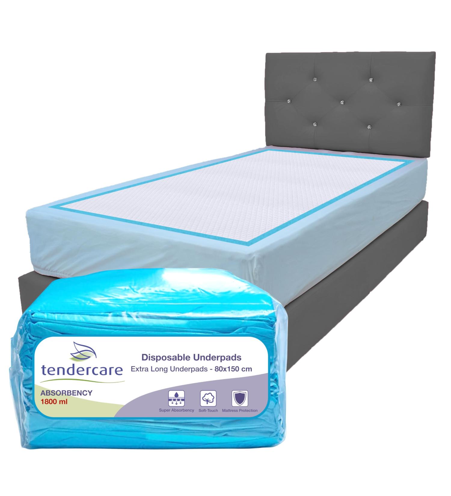 Tendercare Incontinence Bed Inlays - 40 Documents 80x150 cm 1800 ml High Absorbency Comfortable & Safe Seat & Bed Assistants for International Shipping - Buy Online on GoSupps.com