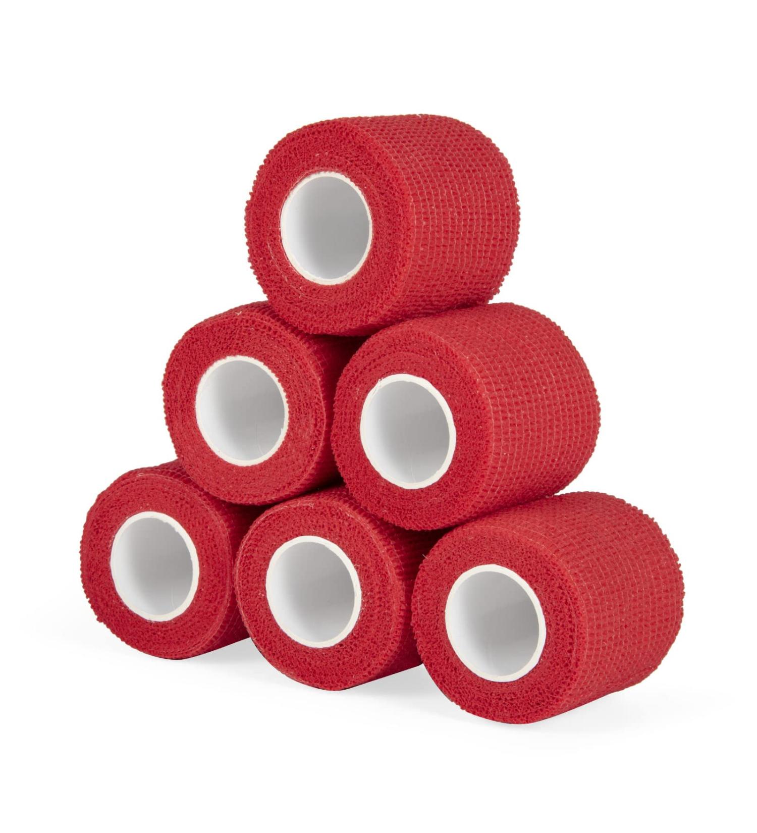 Buy Legal Self-Adhesive Bandage 5cm x 4.5m - 6 Rolls Cohesive First Aid Wrap for Dogs & Sports - Red Elastic Binding - Buy Online on GoSupps.com