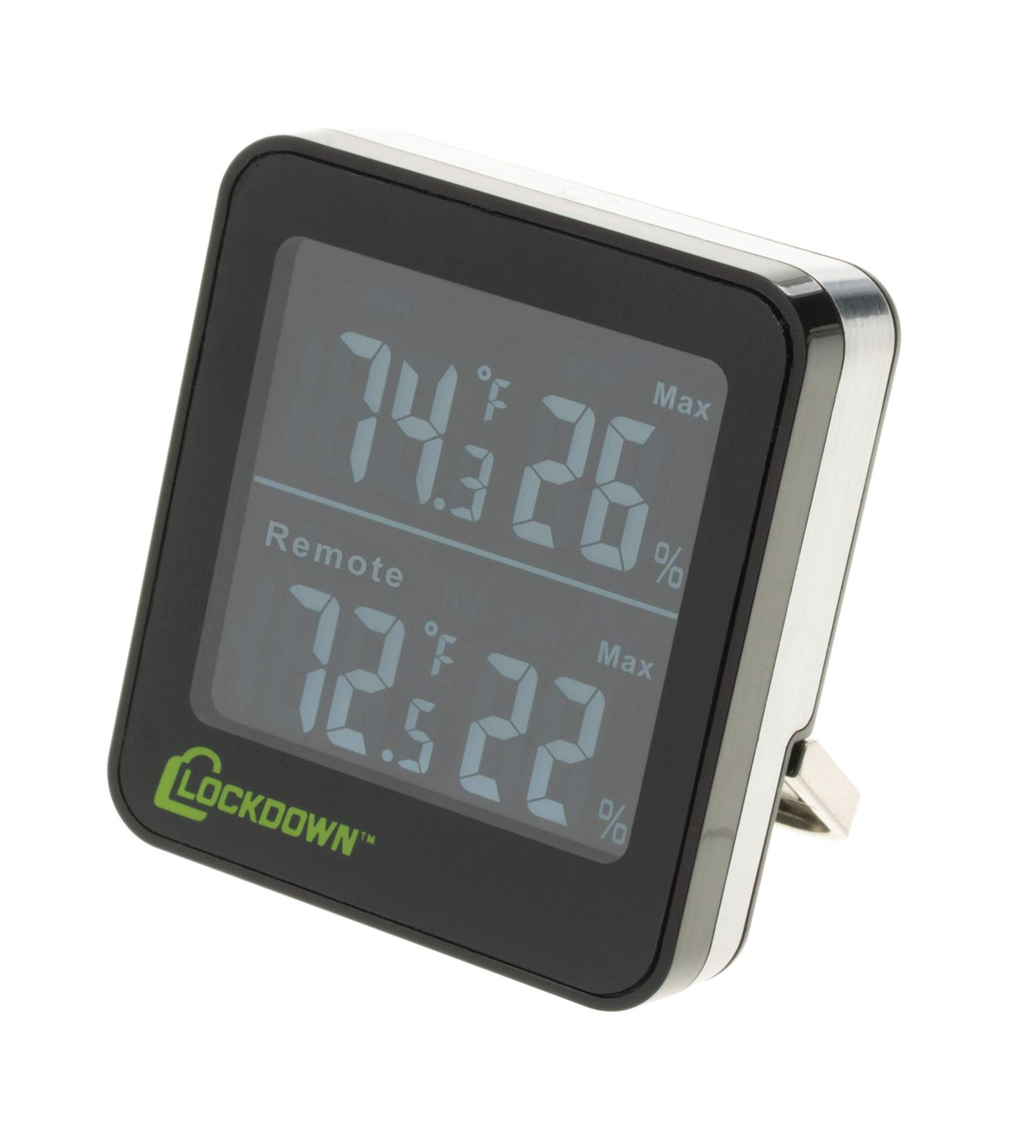 LOCKDOWN Digital Hygrometer - Backlit Screen, Min/Max Reading for Temp and Humidity Monitoring - Wireless - Safes, Rooms, Cases - Buy Online on GoSupps.com
