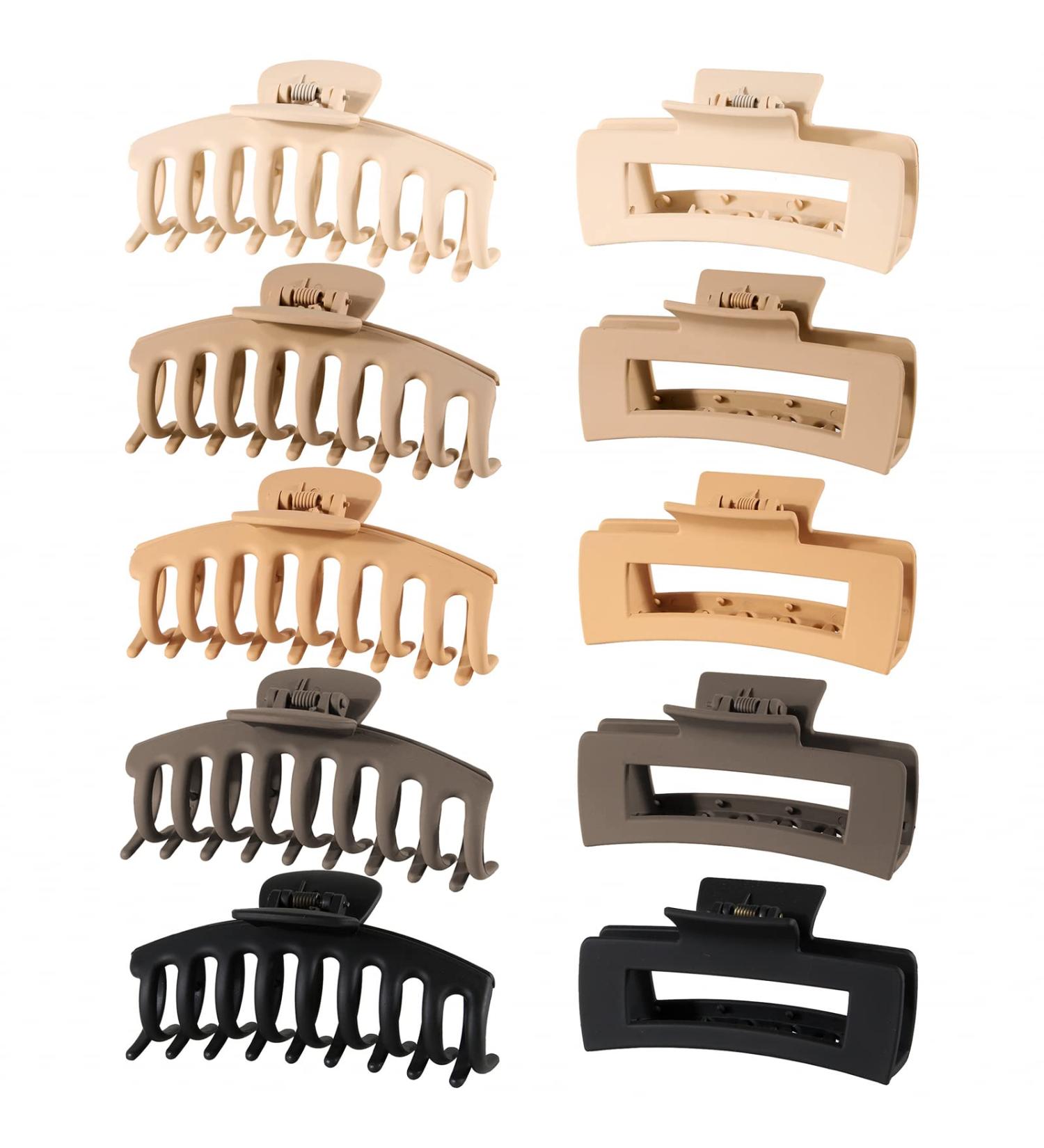 Fousenuk 10 Pieces Large Women Hair Clips Hair Clips Women Hair Pliers Medium Women Anti-Slip Resistant Hair Pliers 2 Styles and 5 Colors Matte Plastic - Buy Online on GoSupps.com