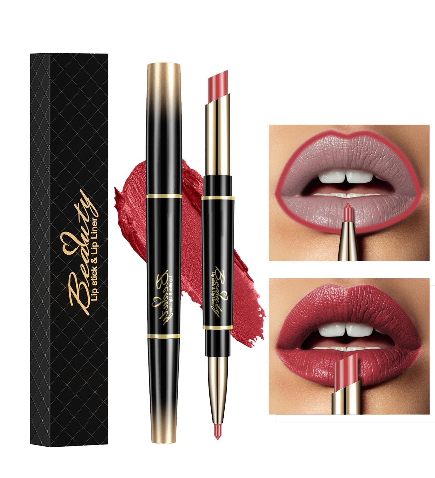 ChaneeHann 2-in-1 Lipstick & Liner Set - Matte Lipstick & Liner Pencil, Waterproof Makeup - Buy Online on GoSupps.com