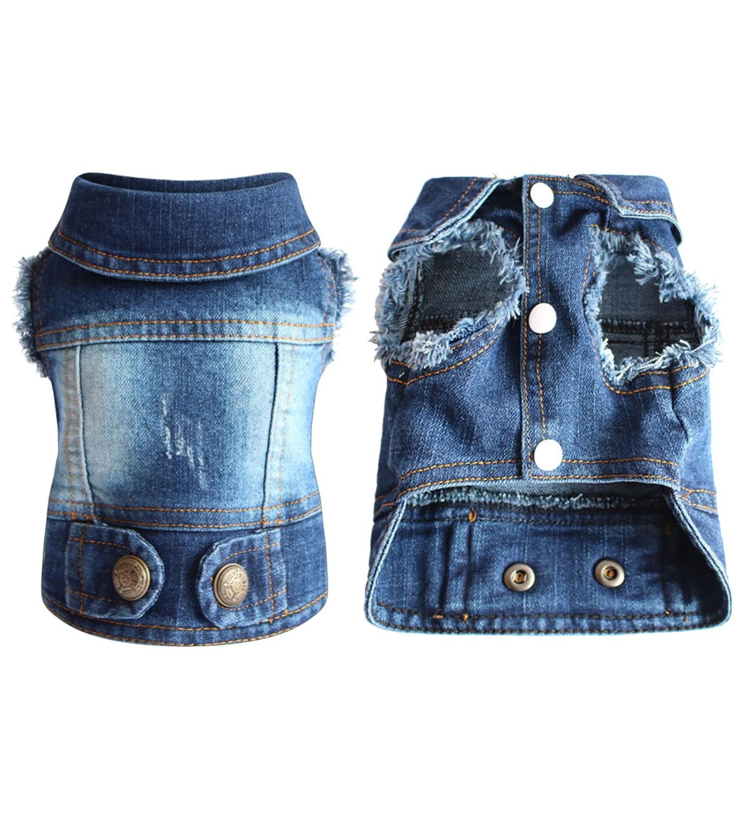 Stylish Denim Jacket Vest for Small & Medium Dogs | Pet Fashion Clothing & Summer T-Shirt Sweater - Buy Online on GoSupps.com