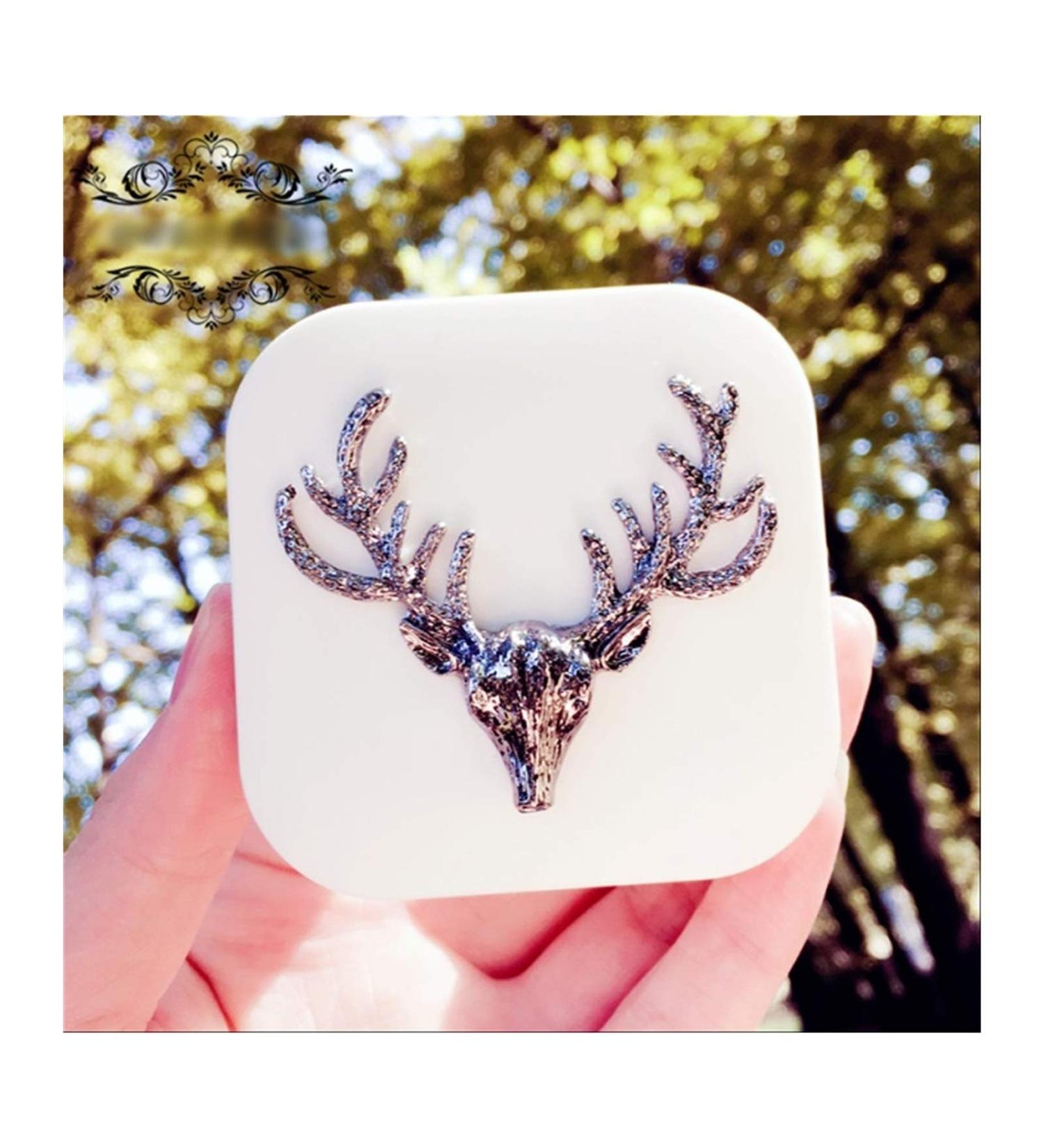 Lentil storage container contact lens container mini box container beautiful women handmade contact lens box travel set with mirror square black/white Christmas deer contact lin Bianco