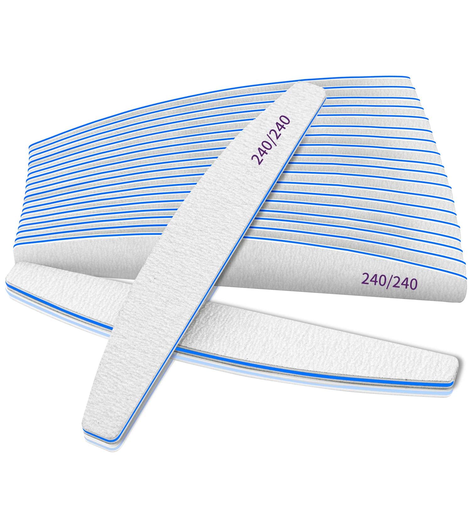 12 PCS Professional Nail File - 240/240 Grit Emery Boards for Natural Nails - Washable Fine Grit Manicure Tools for Home and Salon Use - Buy Online on GoSupps.com