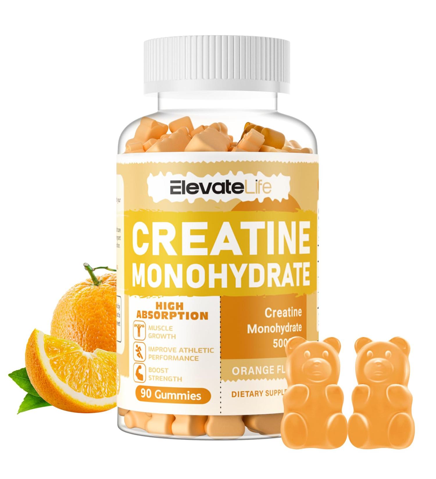 Buy Sugar Free Creatine Monohydrate Gummies 5g - Chewable Supplement for Men & Women - 90 Count Orange - Buy Online on GoSupps.com