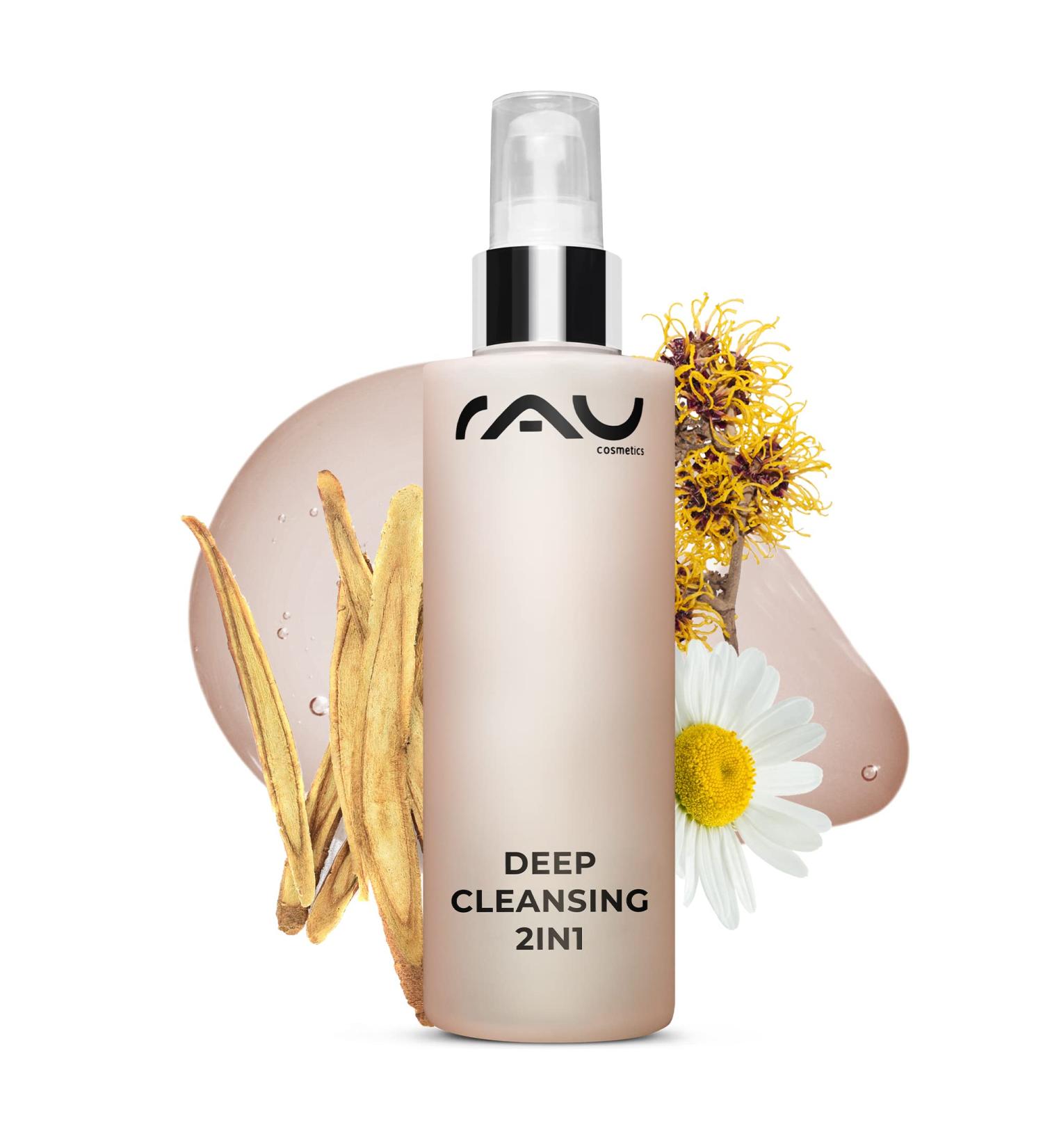 RAU Deep Cleansing 2in1 200 ml - Deep facial cleanser. Facial cleansing toner make-up remover water. This nourishing toning facial treatment also has an antibacterial anti-inflammatory soothing and astringent effect. - Buy Online on GoSupps.com