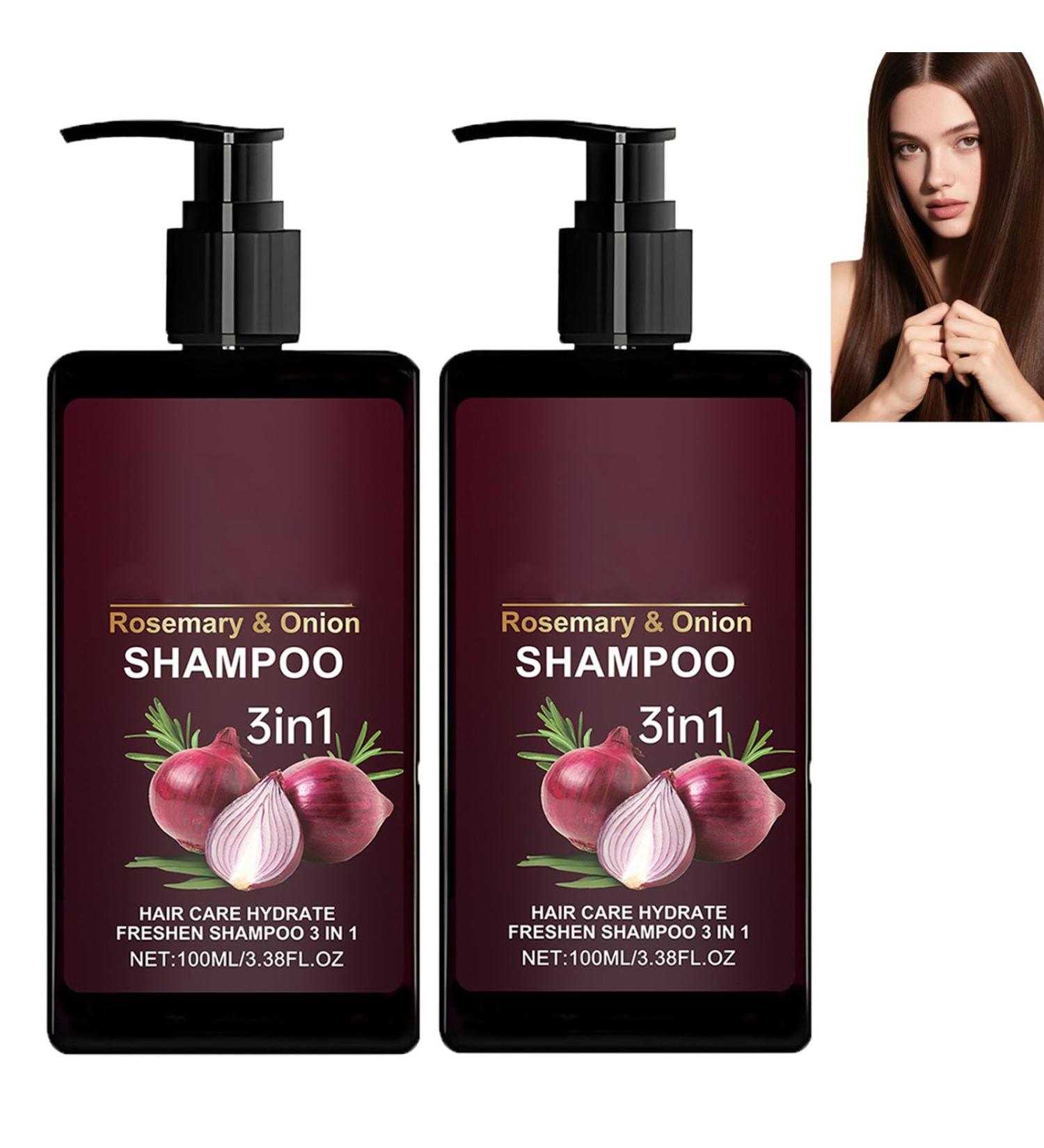 Shampoing 3 en 1 l'oignon et au romarin pour la croissance des cheveux soin capillaire nourrissant et nettoyant anti-chute cheveux plus contr le les frisottis brillance saine. (2pcs) - Buy Online on GoSupps.com