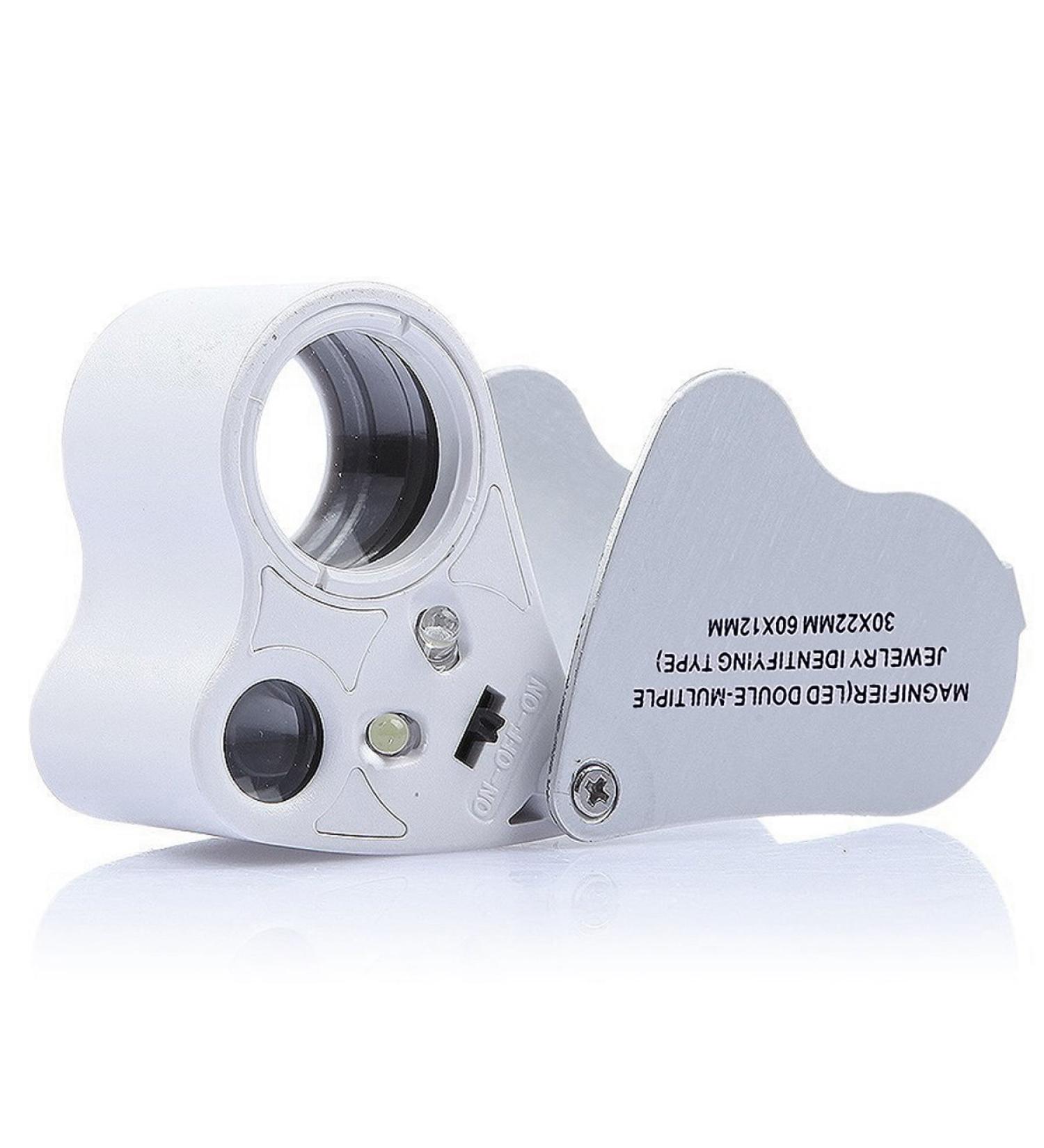 KINGMAS 30x 60x Illuminated Jewelry Loupe Magnifier with LED Lighting - Silver White - Buy Online on GoSupps.com