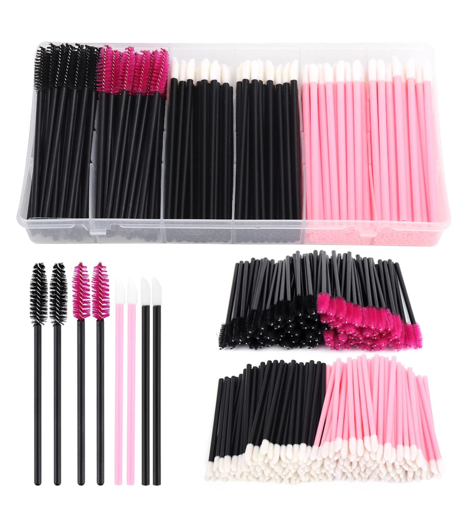 Yokilly 300PCS Disposable Mascara & Lip Wands Set - Makeup Tool Kit with Organizer Box (Black+Pink) - Buy Online on GoSupps.com