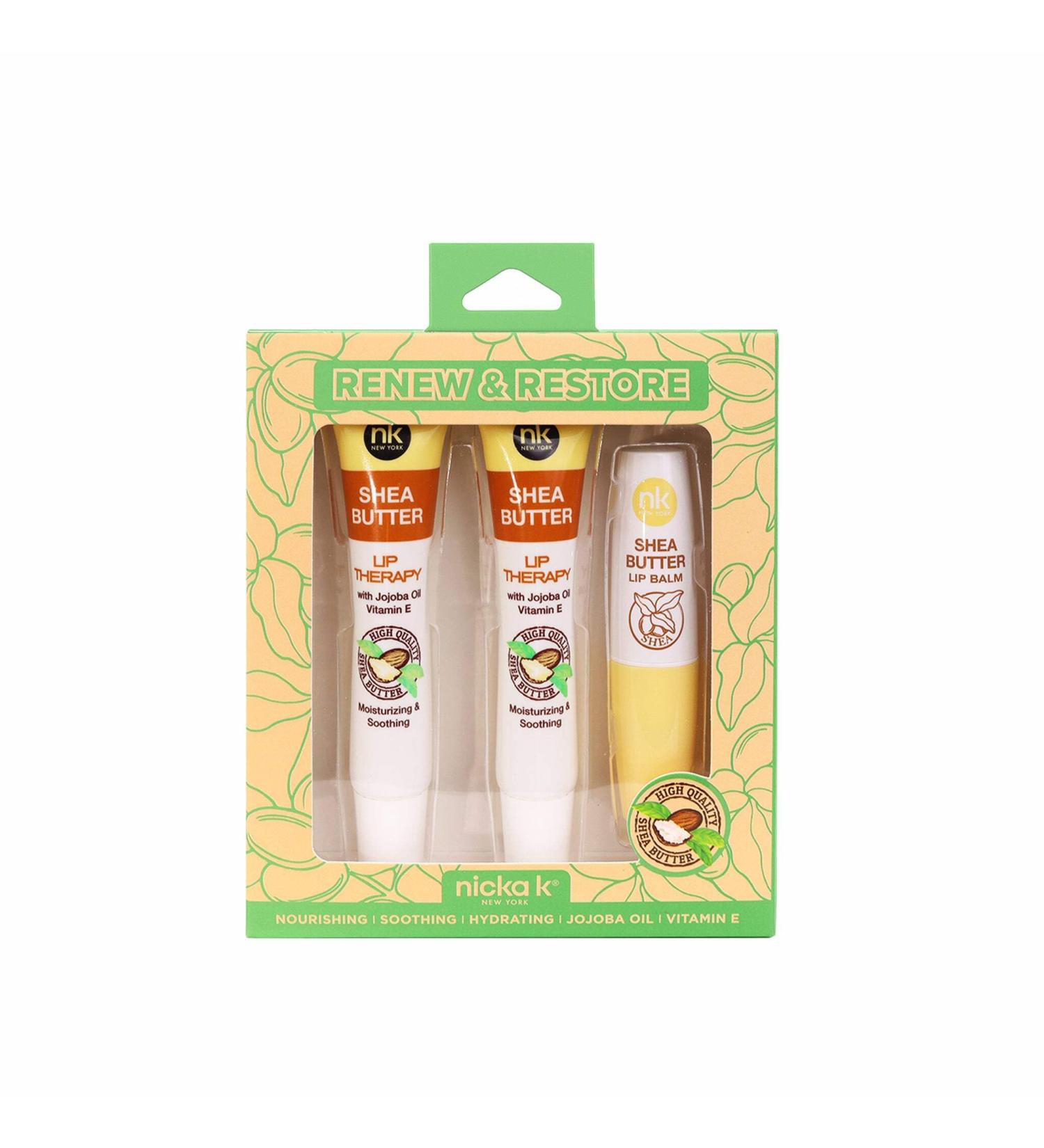 Nicka K New York Renew and Restore Revive and Replenish Lip Therapy Set (Shea Butter)