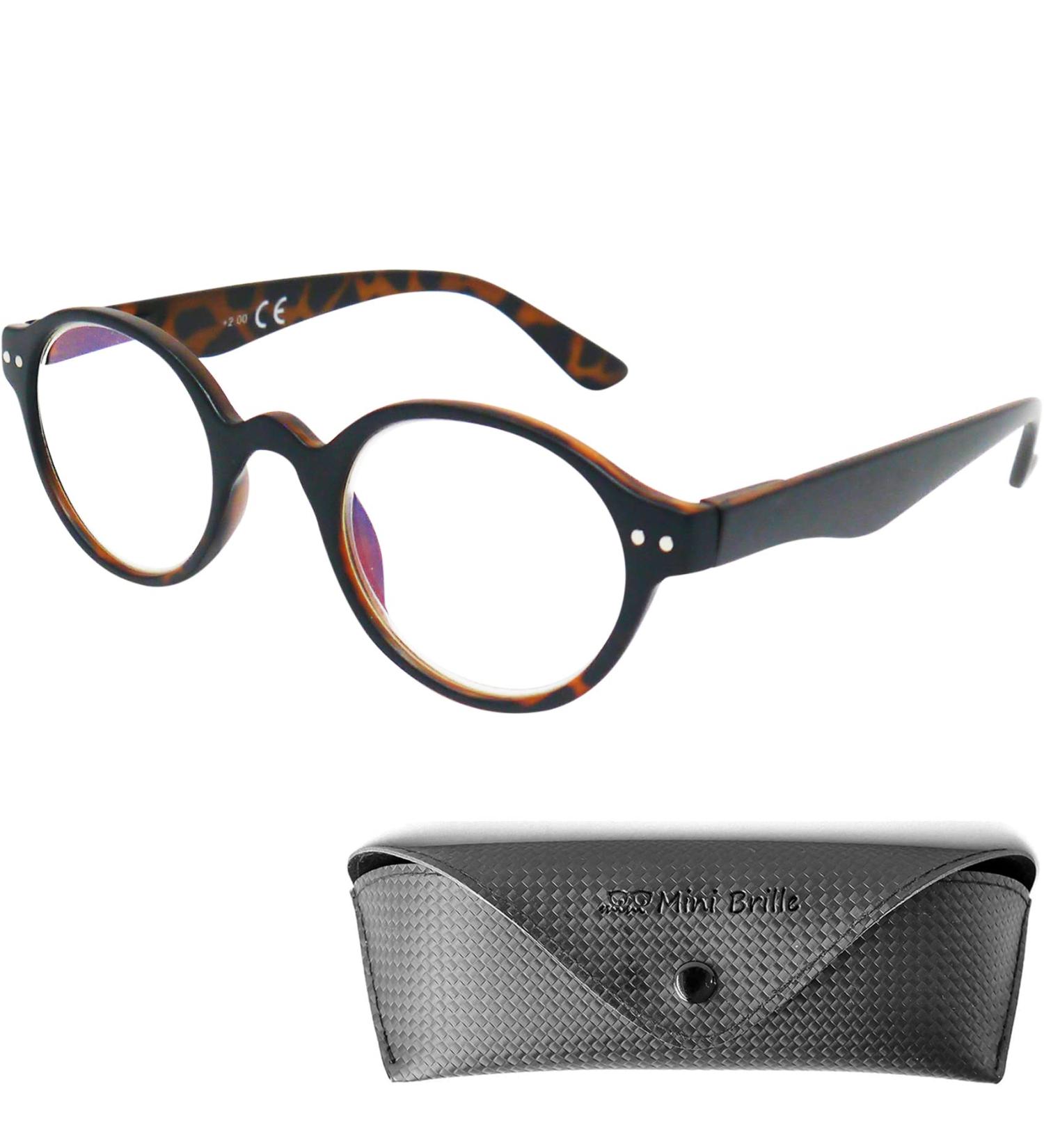 Buy Mini Anti Blue Light Glasses | Round Oval Vintage Leopard Frame | 1.0 Diopters | Unisex Eyewear with Free Etui - Buy Online on GoSupps.com