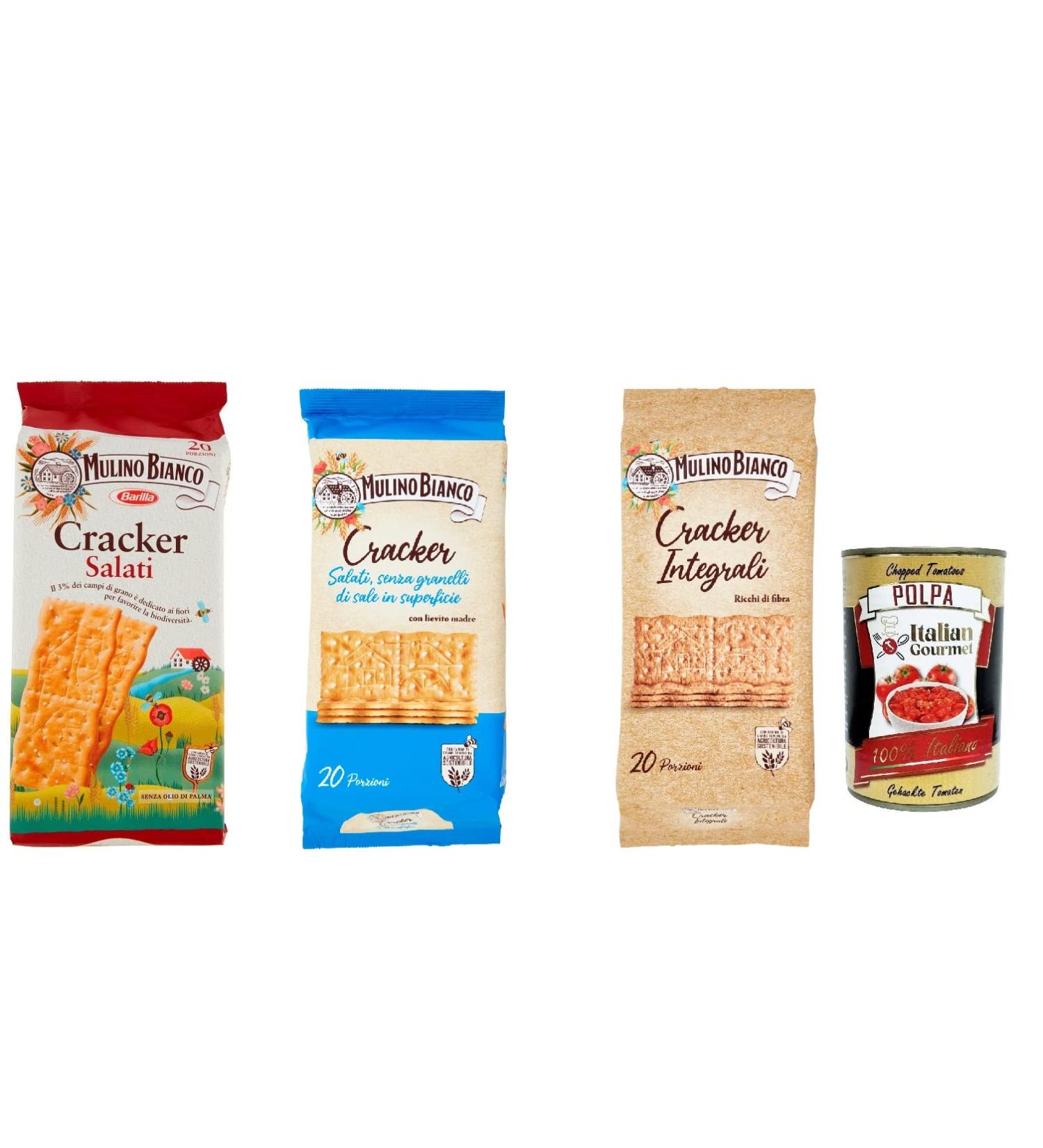  Italian Gourmet E.R. Mulino Bianco Cracker with Durable Flour 3 x 500g + Italian Gourmet Polpa 400g - Buy Online on GoSupps.com