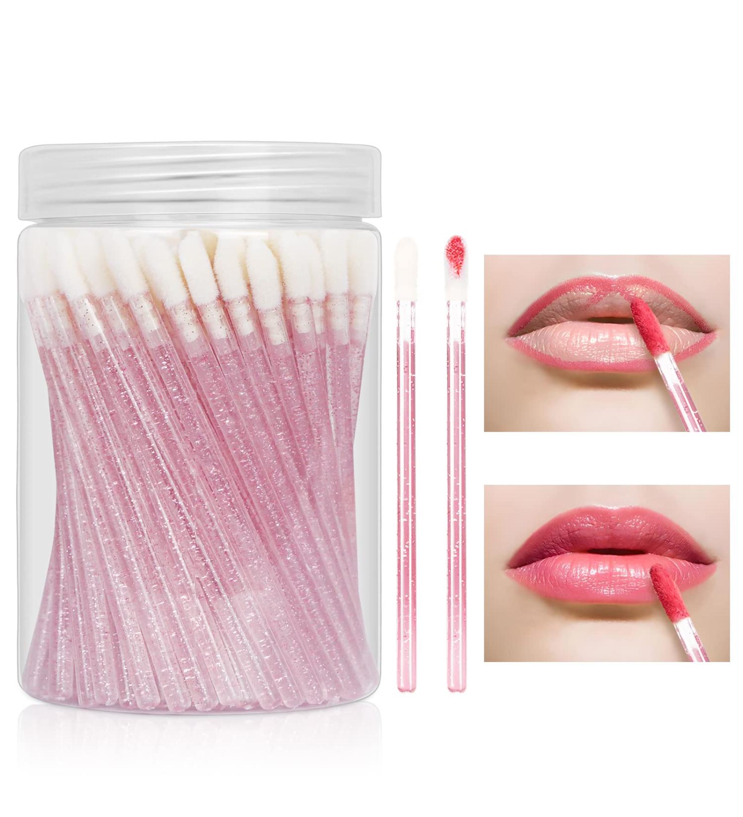 Unaone 100 Pcs Disposable Lip Brushes - Lip Applicator Wands for Lipstick Lip Gloss & Makeup - Perfect Beauty Tool in Pink - Buy Online on GoSupps.com