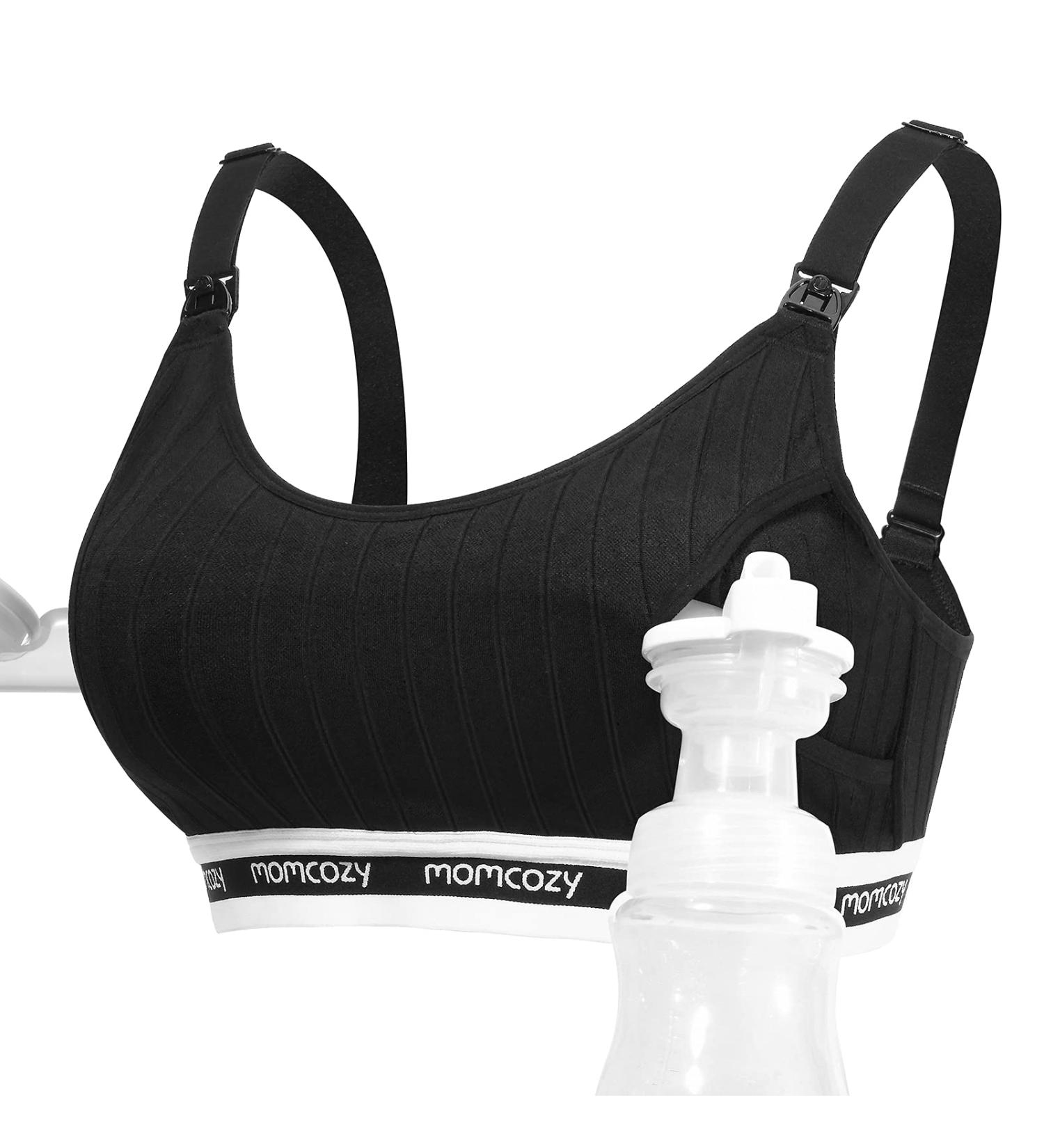 Momcozy Seamless Pumping Bra - Hands-Free, Comfortable, Great Support - Fits Spectra, Lansinoh, Philips Avent - X-Large Black - Buy Online on GoSupps.com