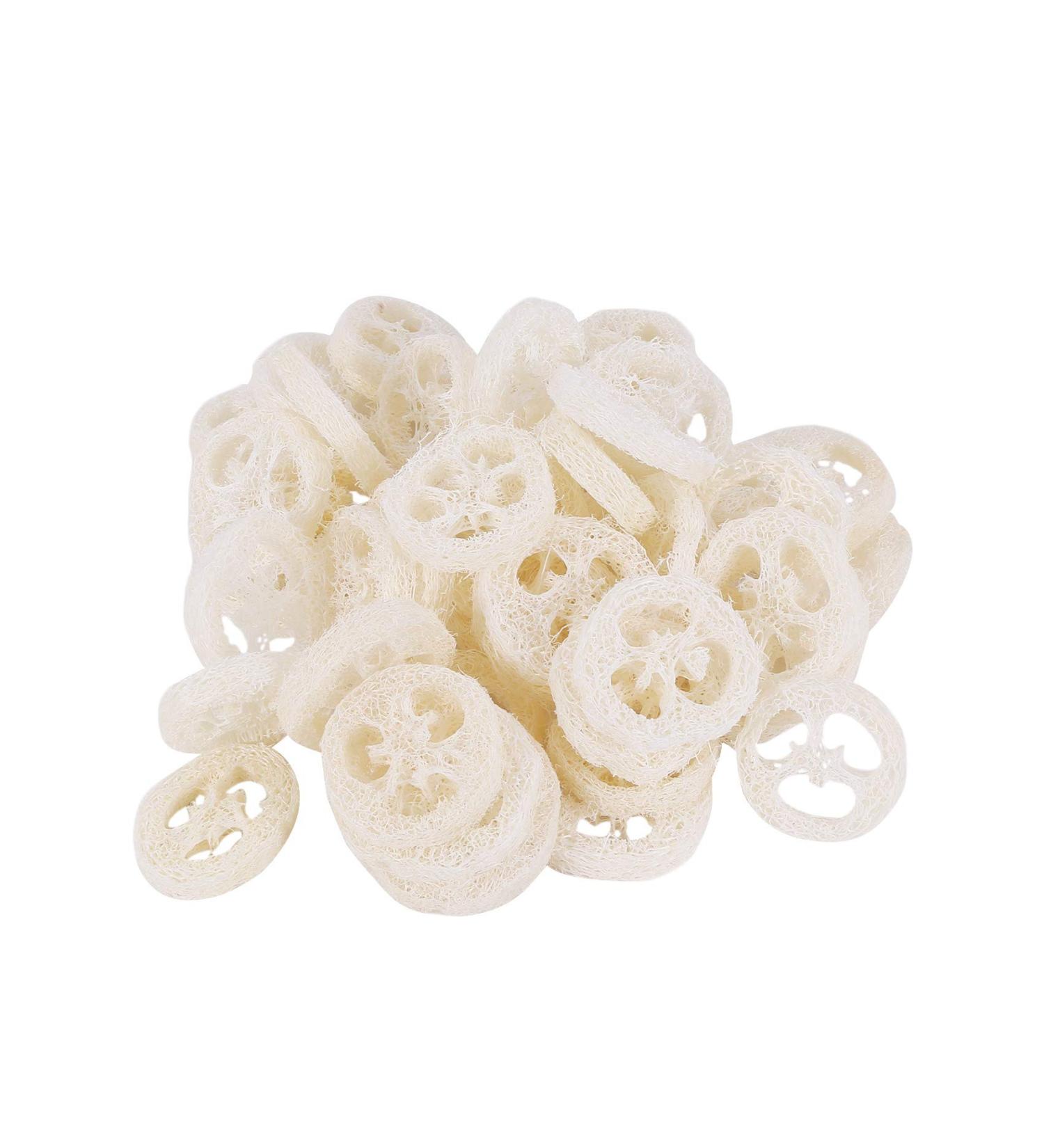 Natural Loofah Slice 50Pcs/Lot - DIY Soap Tools Cleaner Sponge Scrubber - 4-6cm Wide - Facial Soap Holder - Buy Online on GoSupps.com