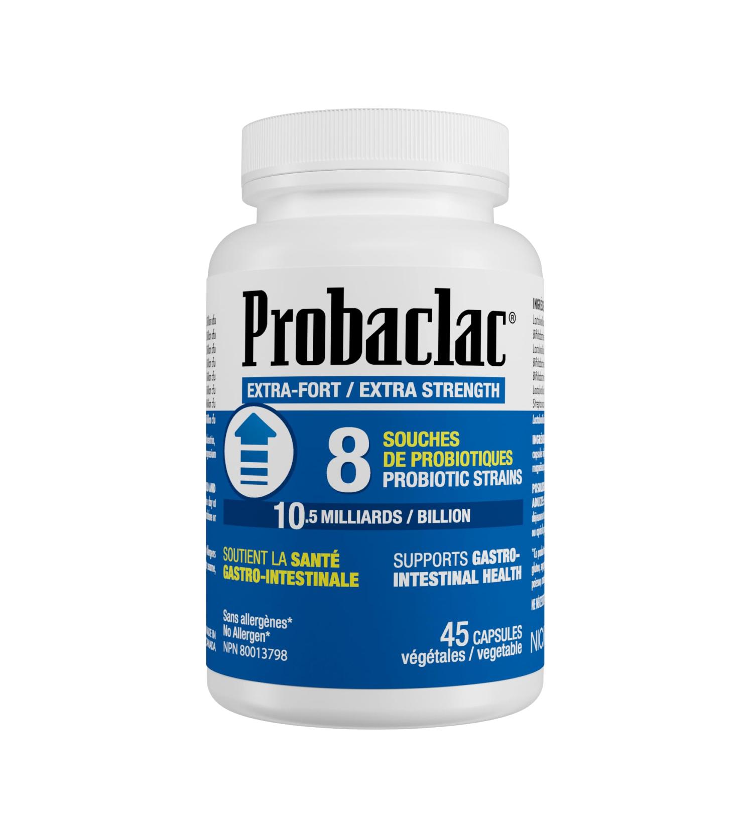 Probaclac Extra Strength Formula Multistrain probiotic and lactic Ferment Complex Formula Based on Natural strains thereby ensuring Complete intestinal Tract Coverage (45) - Buy Online on GoSupps.com