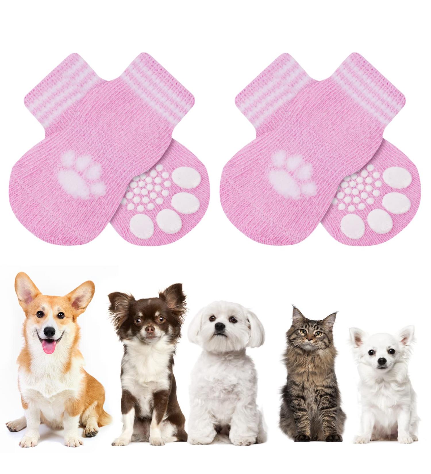 Buy Auauy Indoor Anti-Slip Socks for Dogs & Cats Silicone Gel Paw Protection & Traction | Small-Medium (Pink M) - Buy Online on GoSupps.com