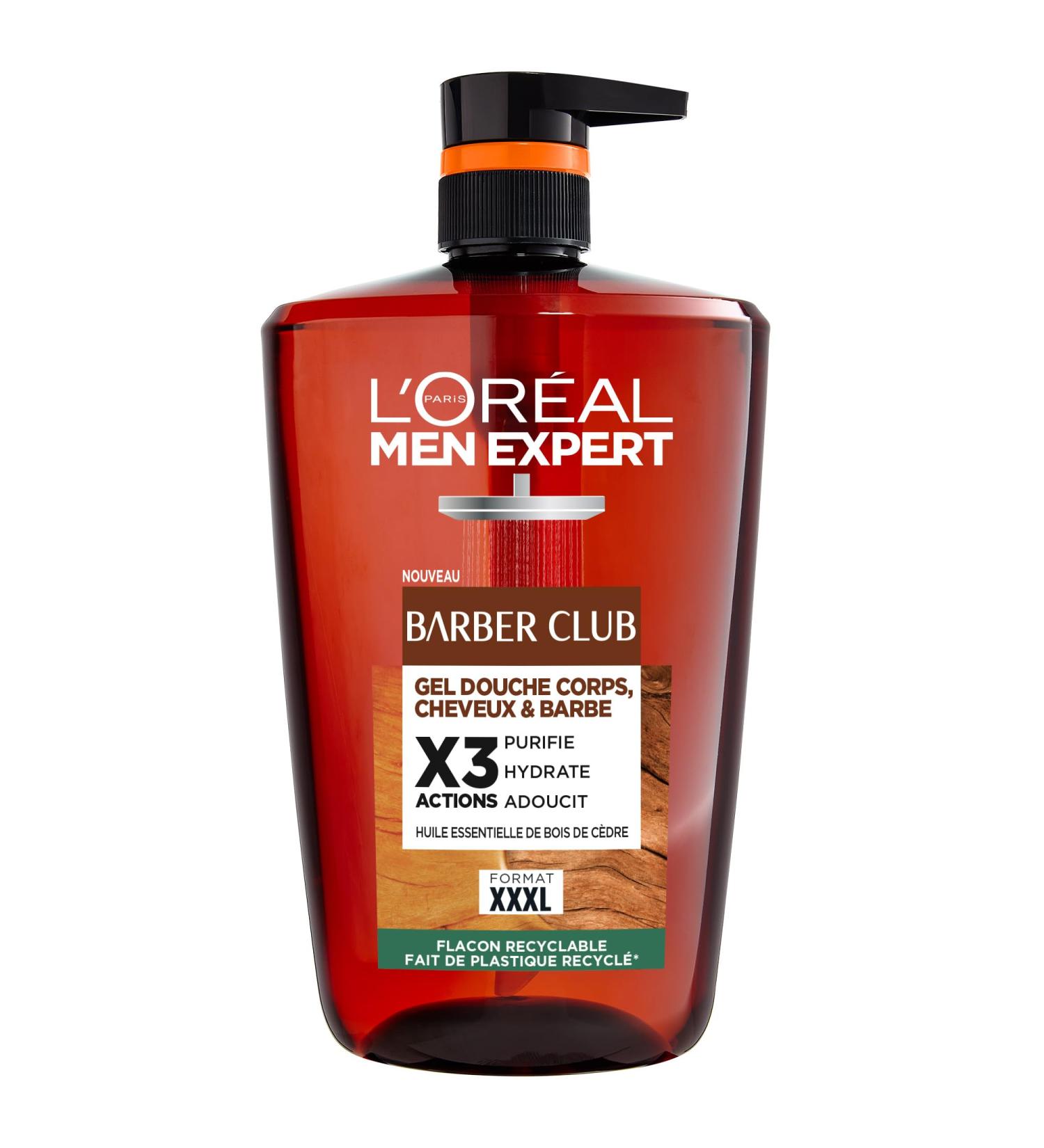 L'Or al Paris Men Expert Barber Club - Gel Douche homme 3-en-1 corps cheveux barbe - Grand format XXXL 1L - Buy Online on GoSupps.com