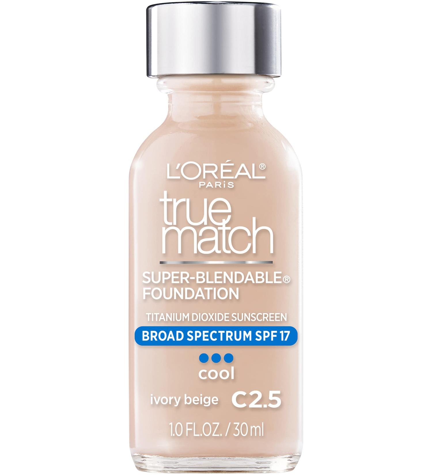 L'Oreal Paris True Match Super-Blendable Liquid Foundation Ivory Beige C2.5 1 Fl Oz - Long-Lasting Flawless Coverage | 1 Count - Buy Online on GoSupps.com