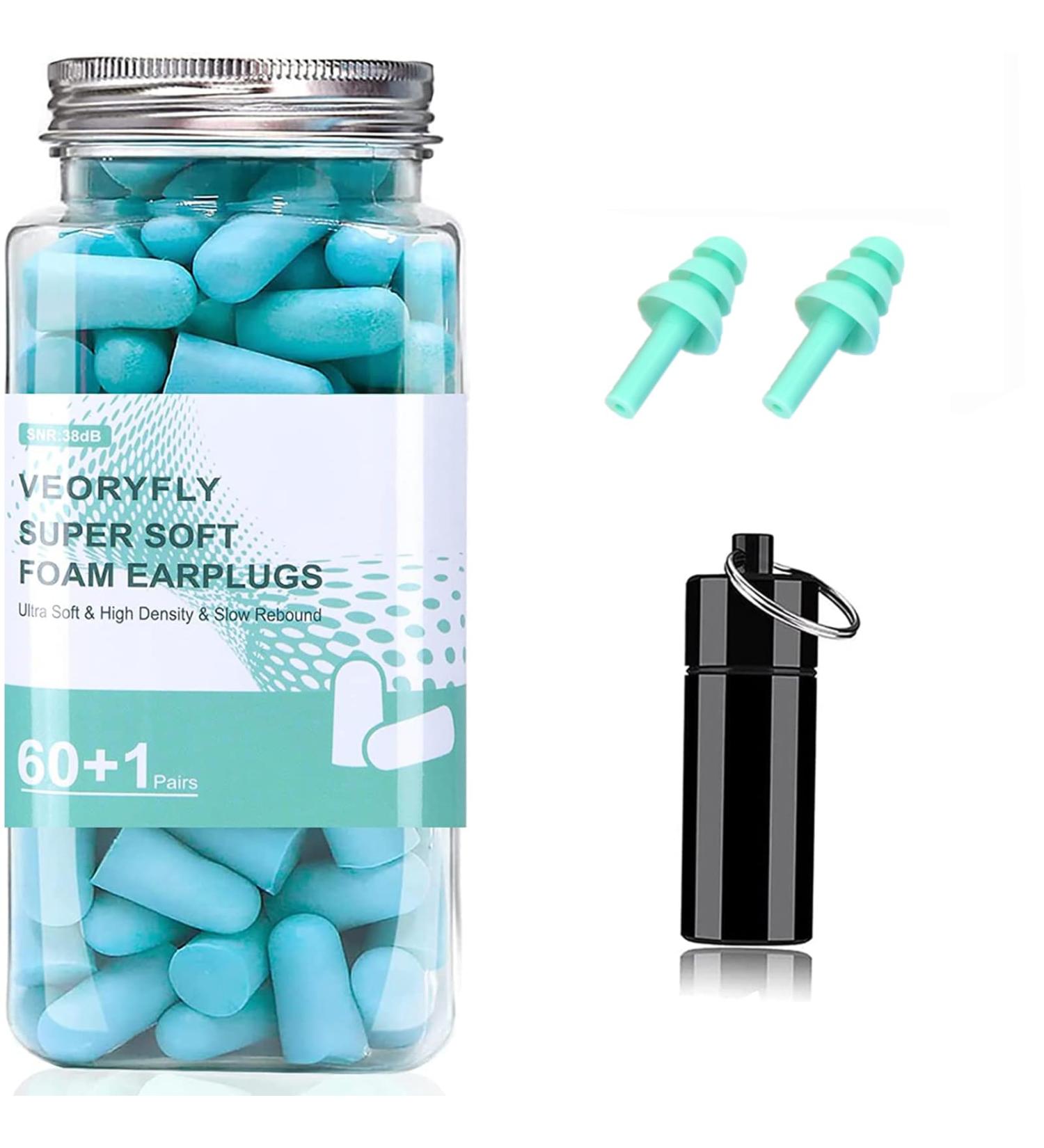 VeoryFly Soft Foam Ear Plugs for Sleep - 122 Pcs - 38 dB SNR - Noise Cancelling - Reusable - Comfortable - Hearing Protection - Foam Earplugs for Sleep, Snoring, Work - Blue - Buy Online on GoSupps.com