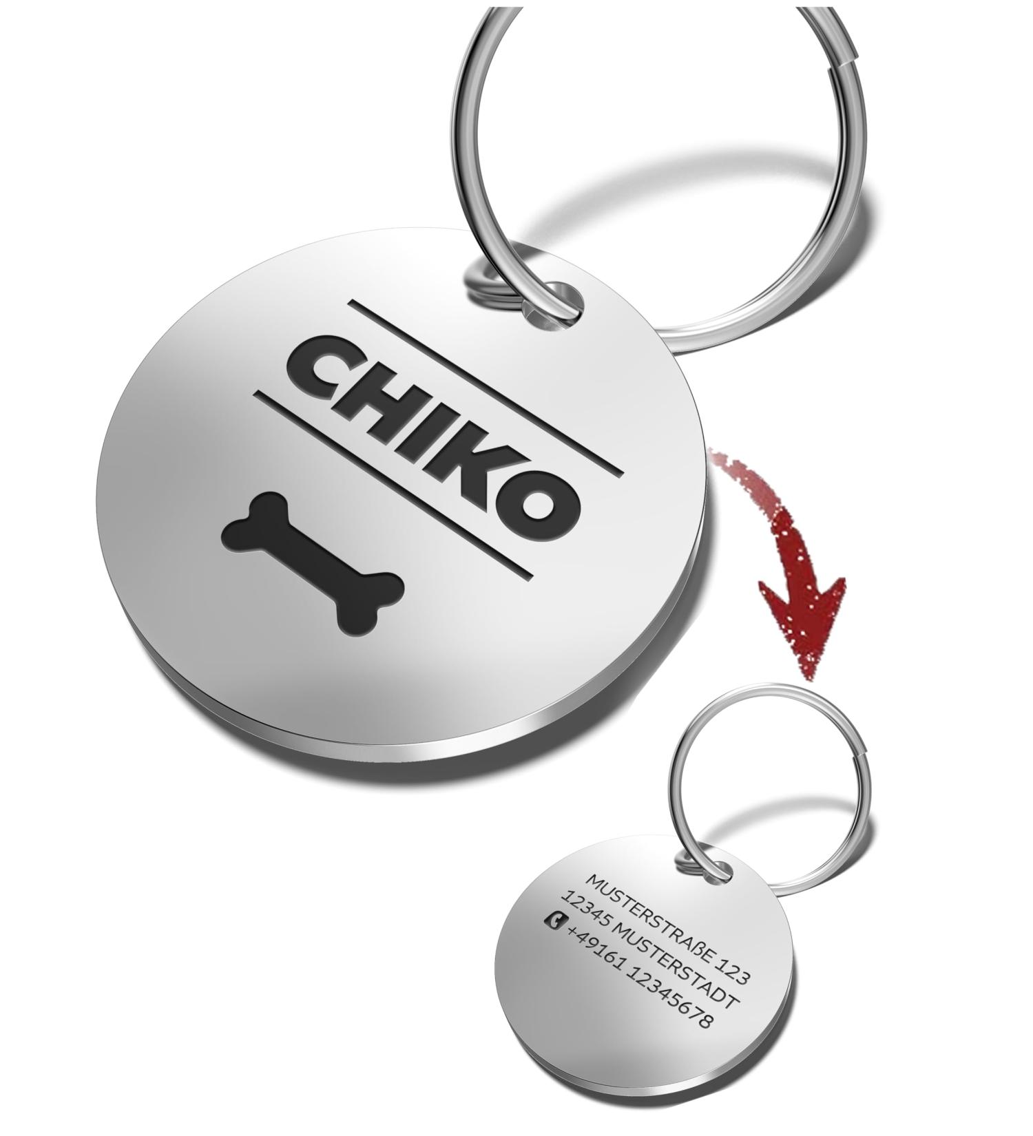Personalized Dog Tag with Engraving | Stainless Steel 25mm Dog Collar Name Tag | Quality Dog Accessories for International Shipping - Buy Online on GoSupps.com