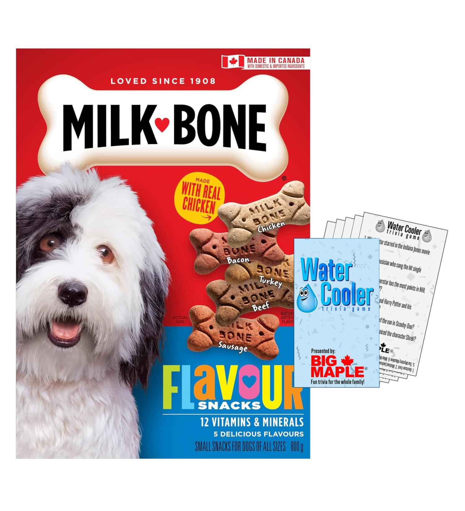 Small Assorted Meat Flavoured Dog Treats Bundle. Includes (1) Box of Milk-Bone Flavour Snacks Small Assorted Biscuits (800g) w/Water Cooler Trivia Game by BIG MAPLE . Dogs - Buy Online on GoSupps.com