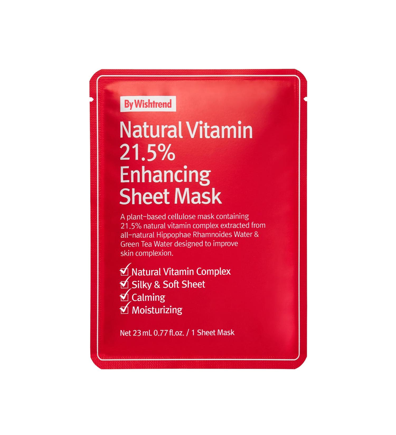 BY WISHTREND C21.5 Masque Tissu Anti- ge Natural Vitamin C Enhancing Sheet Mask 23g - Buy Online on GoSupps.com